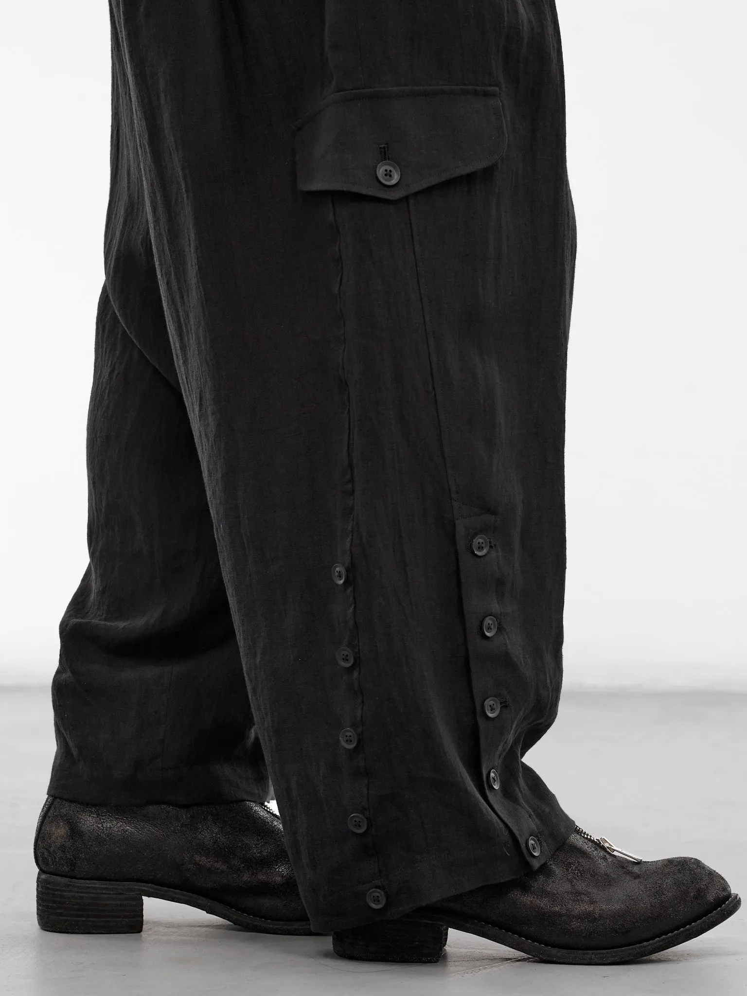 Black Pleated Baggy Trousers (HK-P15-300-2-BLACK) sold by lorenzo product image thumbnail 4
