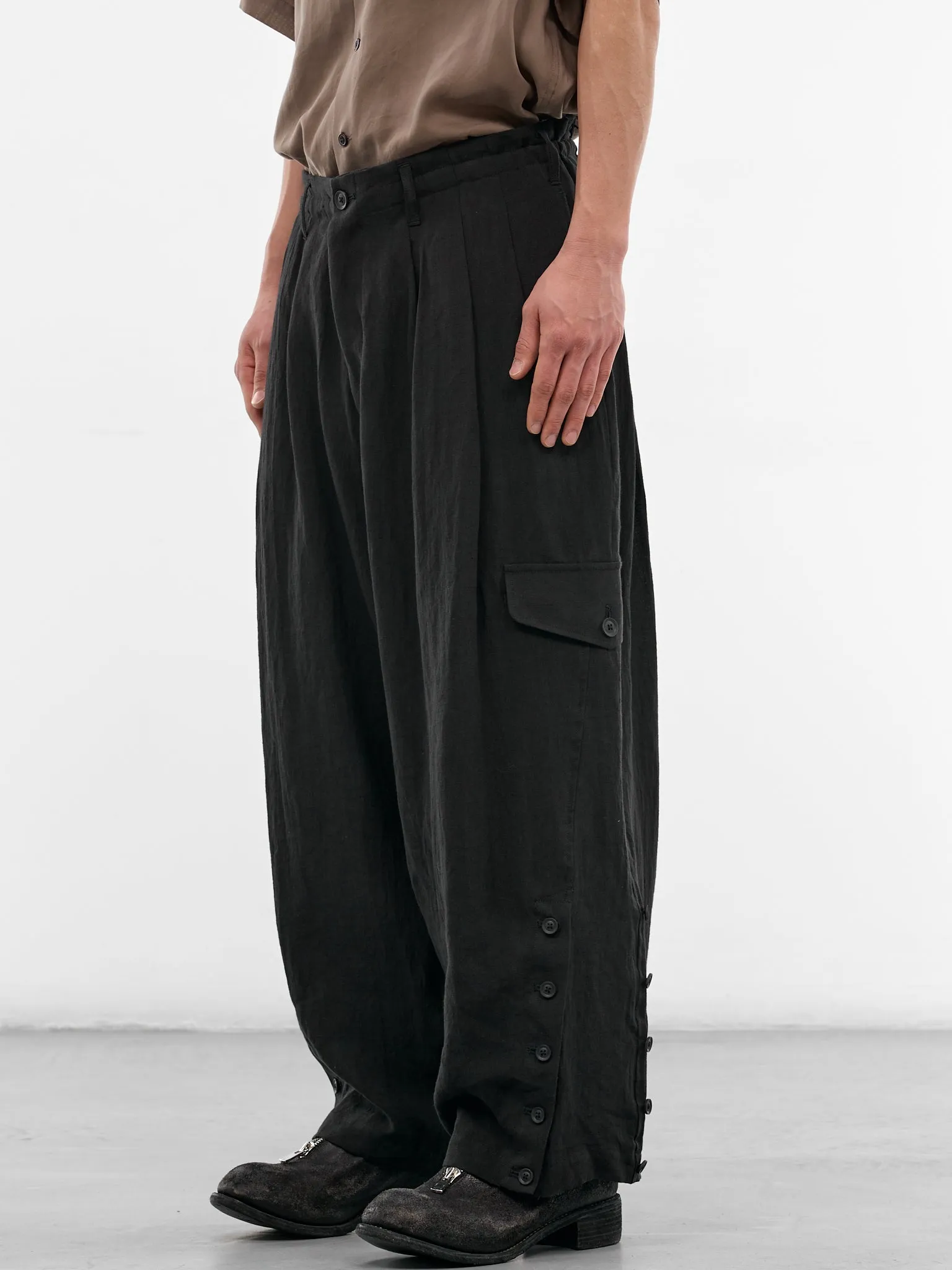Black Pleated Baggy Trousers (HK-P15-300-2-BLACK) sold by lorenzo product image thumbnail 2