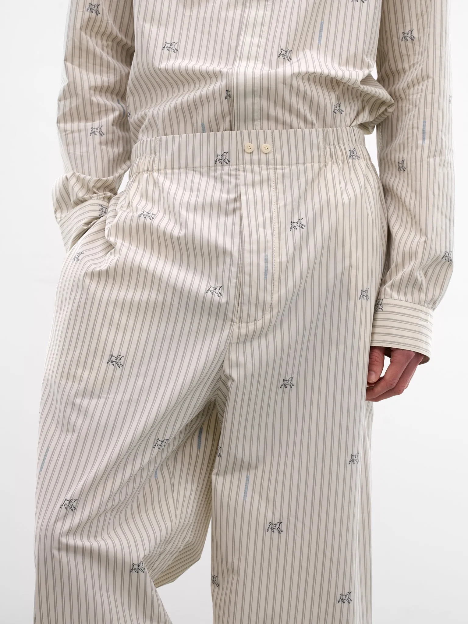 White Lamb & Stripe Pajama Pants (PAM00565AW00750-LAMB-STRIPES) sold by lorenzo product image thumbnail 4