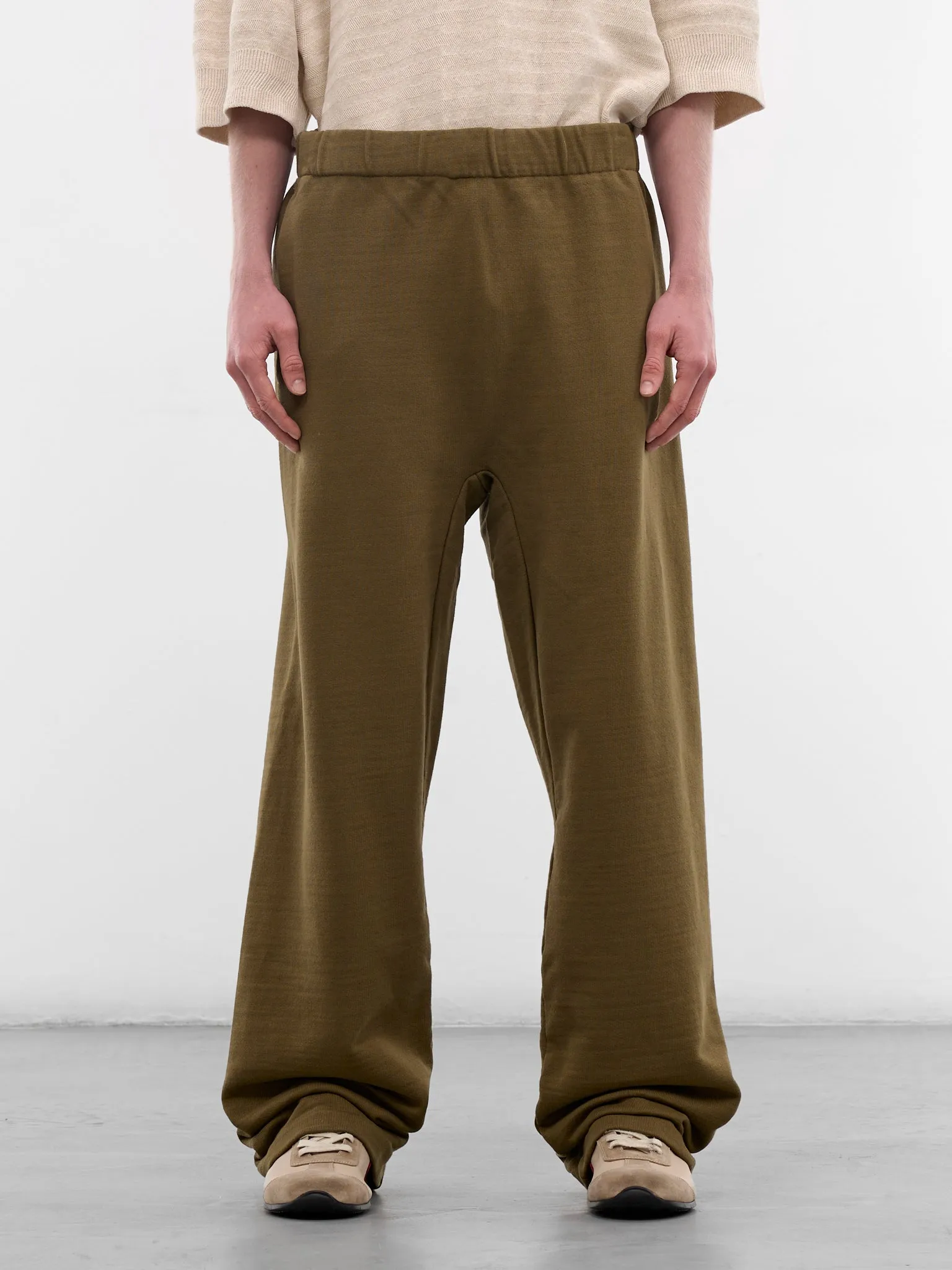 Khaki Cotton Logo Straight Sweatpants (PAM00555AJ00255-DARK-KHAKI) sold by lorenzo