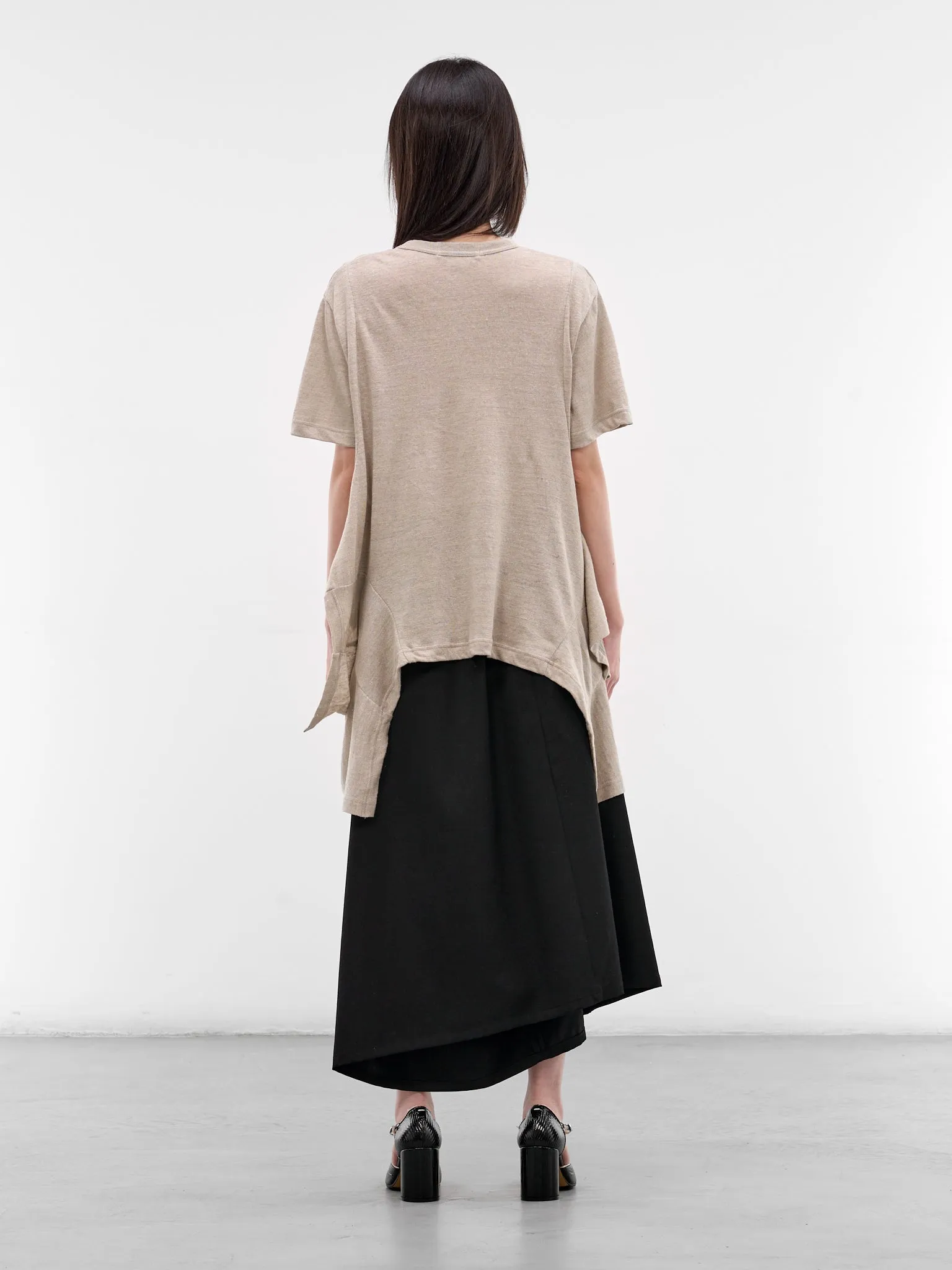 Ecru Jersey Asymmetric Draped Tee (GQ-T003-051-1-ECRU) sold by lorenzo product image thumbnail 3
