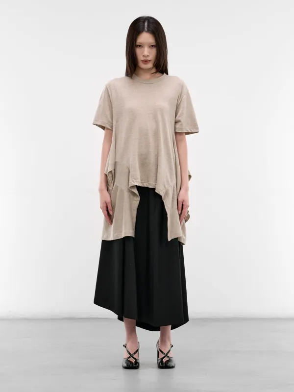 Ecru Jersey Asymmetric Draped Tee (GQ-T003-051-1-ECRU) made by Comme des Garcons