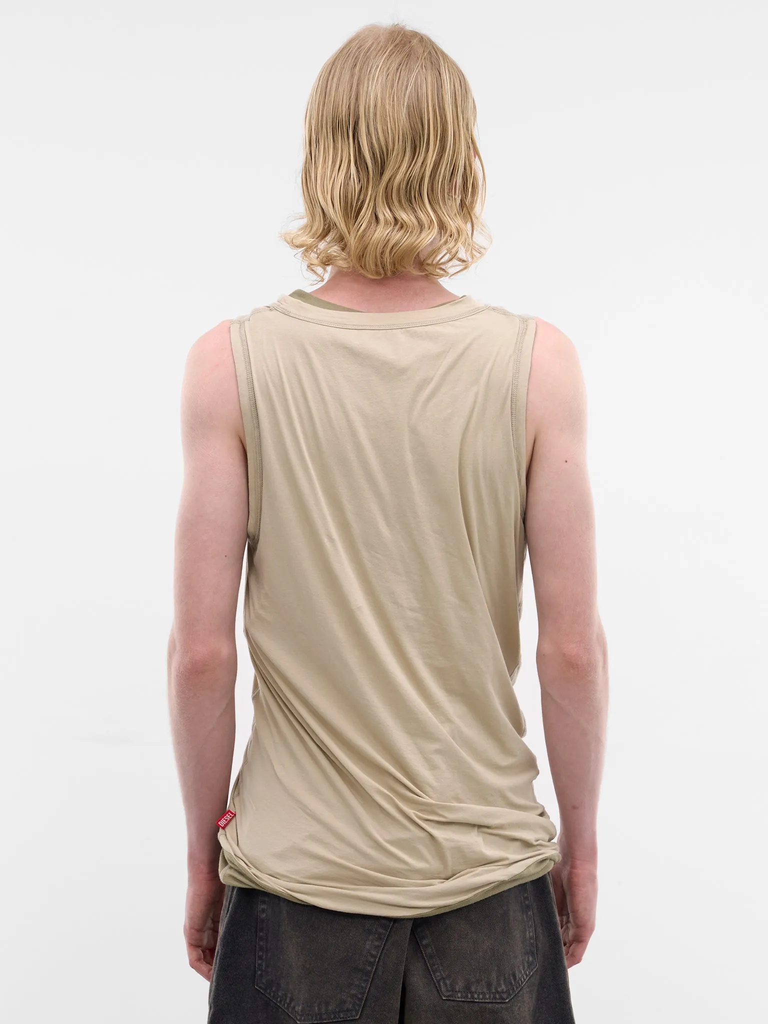 Beige Layered Twisted Tank Top (A23659-0DECQ-11CA-WHITE) sold by lorenzo product image thumbnail 3