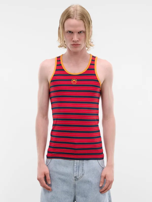 Red Striped Moon Logo Tank (MTT081ADJER0010-RED) made by Marine Serre