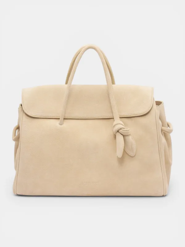 Beige Suede Turismo Shopper Bag (BAU00434AC09A04-BEIGE) made by Jacquemus