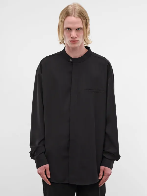 Black Mao Shirt (ESSS26SR01016-BLACK) made by Entire Studios