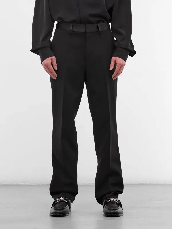 Black Poly Tailored Suiting Trousers (ESSS26PA01016-BLACK) made by Entire Studios