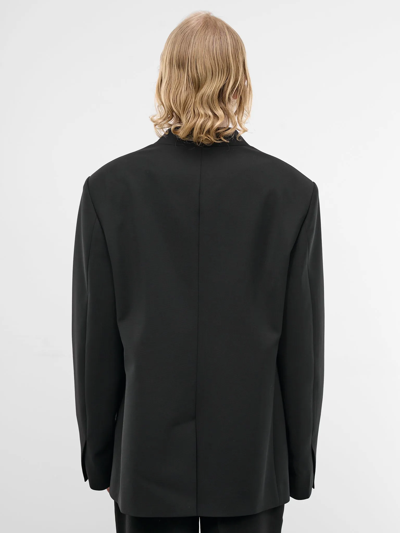 Black Wool Lapelless Blazer (ESSS26JA02244-BLACK) sold by lorenzo product image thumbnail 3