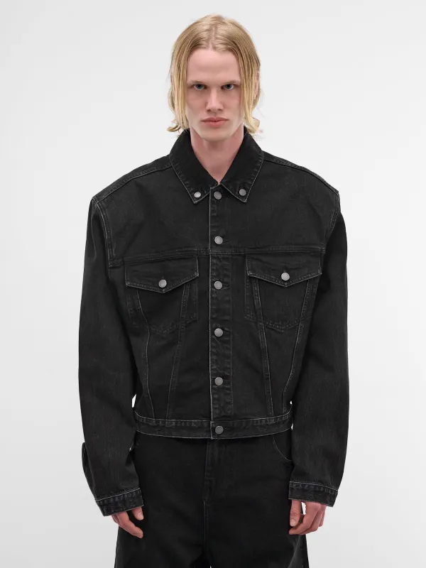 Magnette Shrunken Denim Jacket (ESSS26JA03012-MAGNETITE) made by Entire Studios