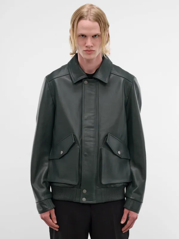 Black Leather Moto Jacket (ESSS26JA02247-CYPRESS) sold by lorenzo