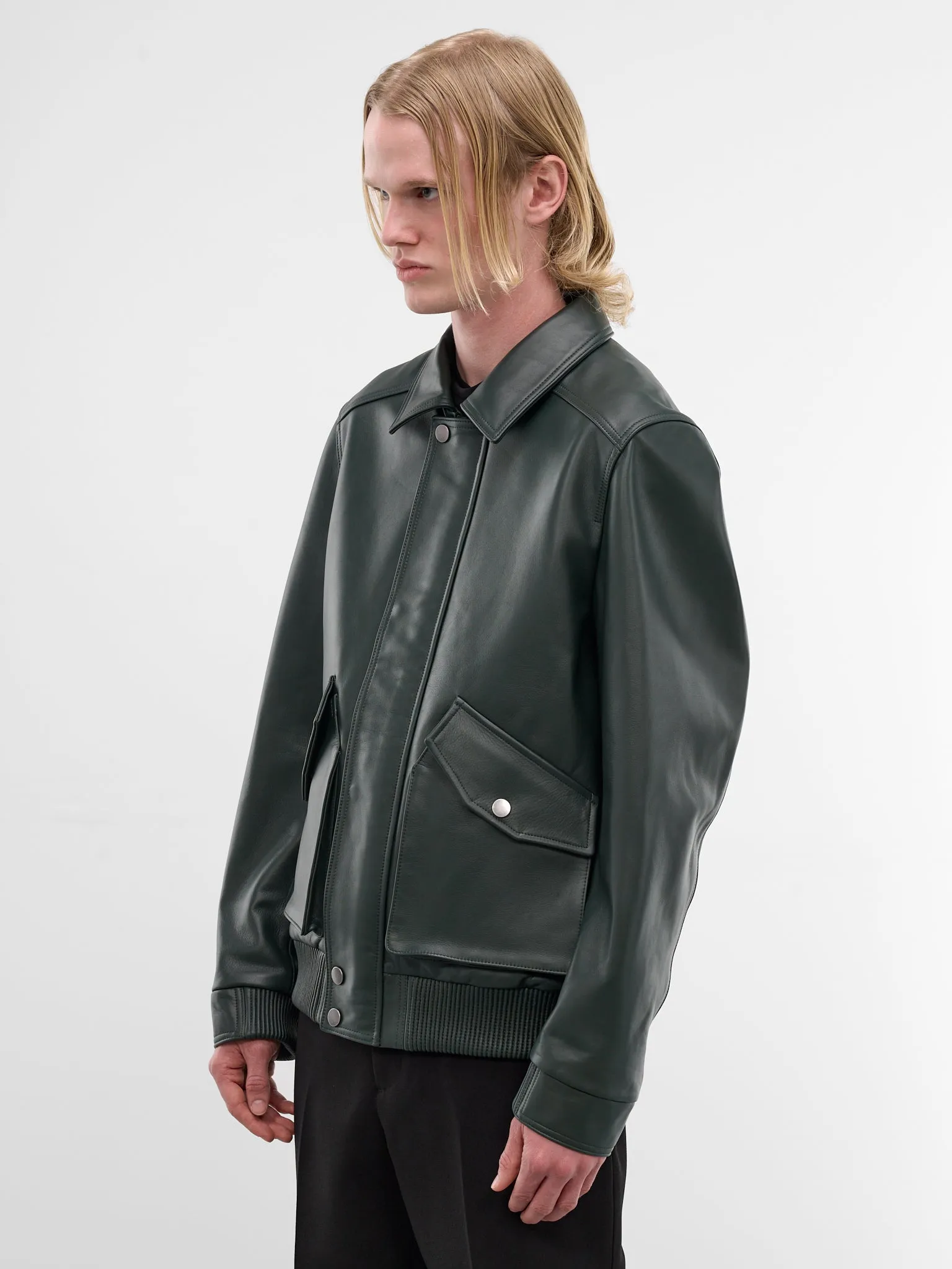 Black Leather Moto Jacket (ESSS26JA02247-CYPRESS) sold by lorenzo product image thumbnail 2