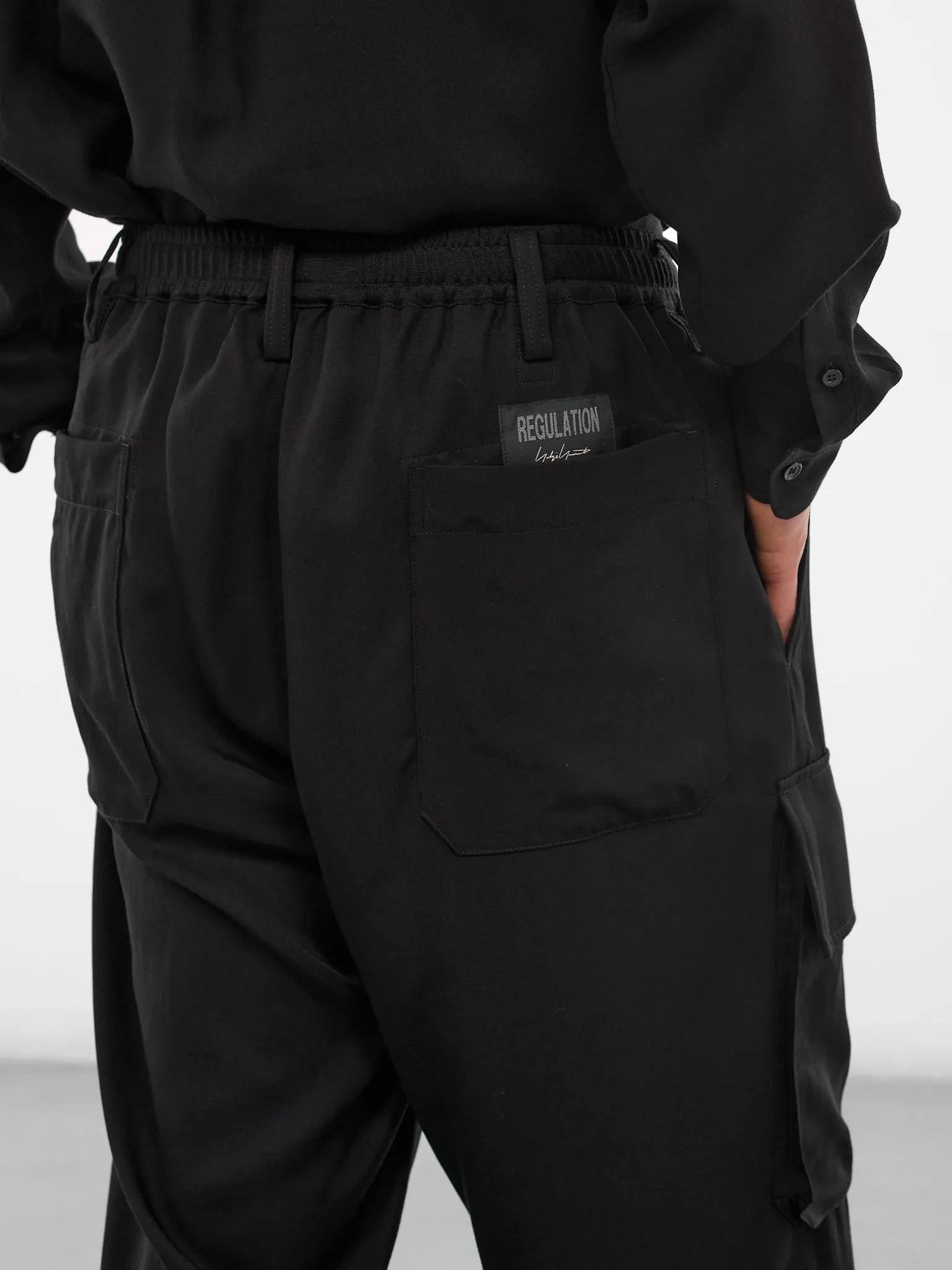 Black Elasticated Waist Cargo Pants (HK-P02-240-1-BLACK) sold by lorenzo product image thumbnail 5