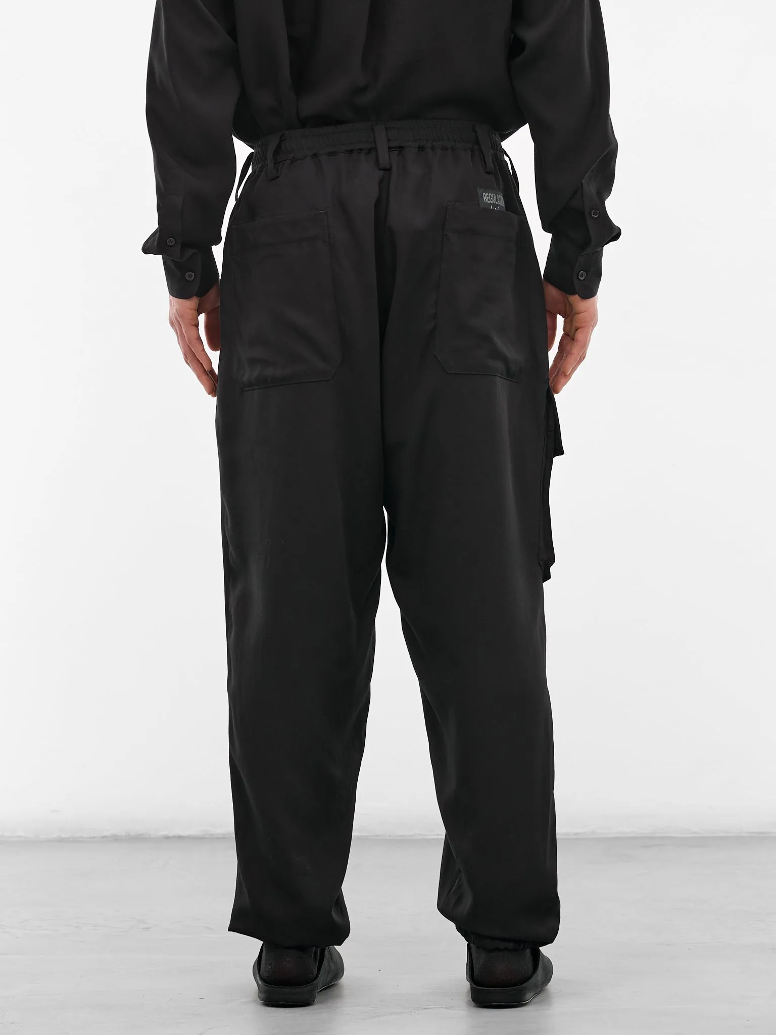 Black Elasticated Waist Cargo Pants (HK-P02-240-1-BLACK) sold by lorenzo product image thumbnail 3
