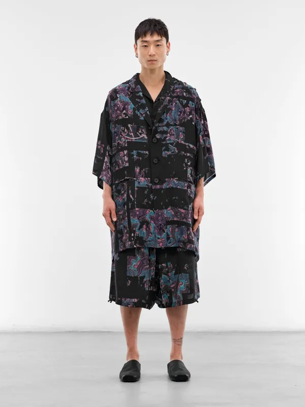 Black Abstract Print Oversized Shirt (HK-J58-427-1-BLACK) sold by lorenzo