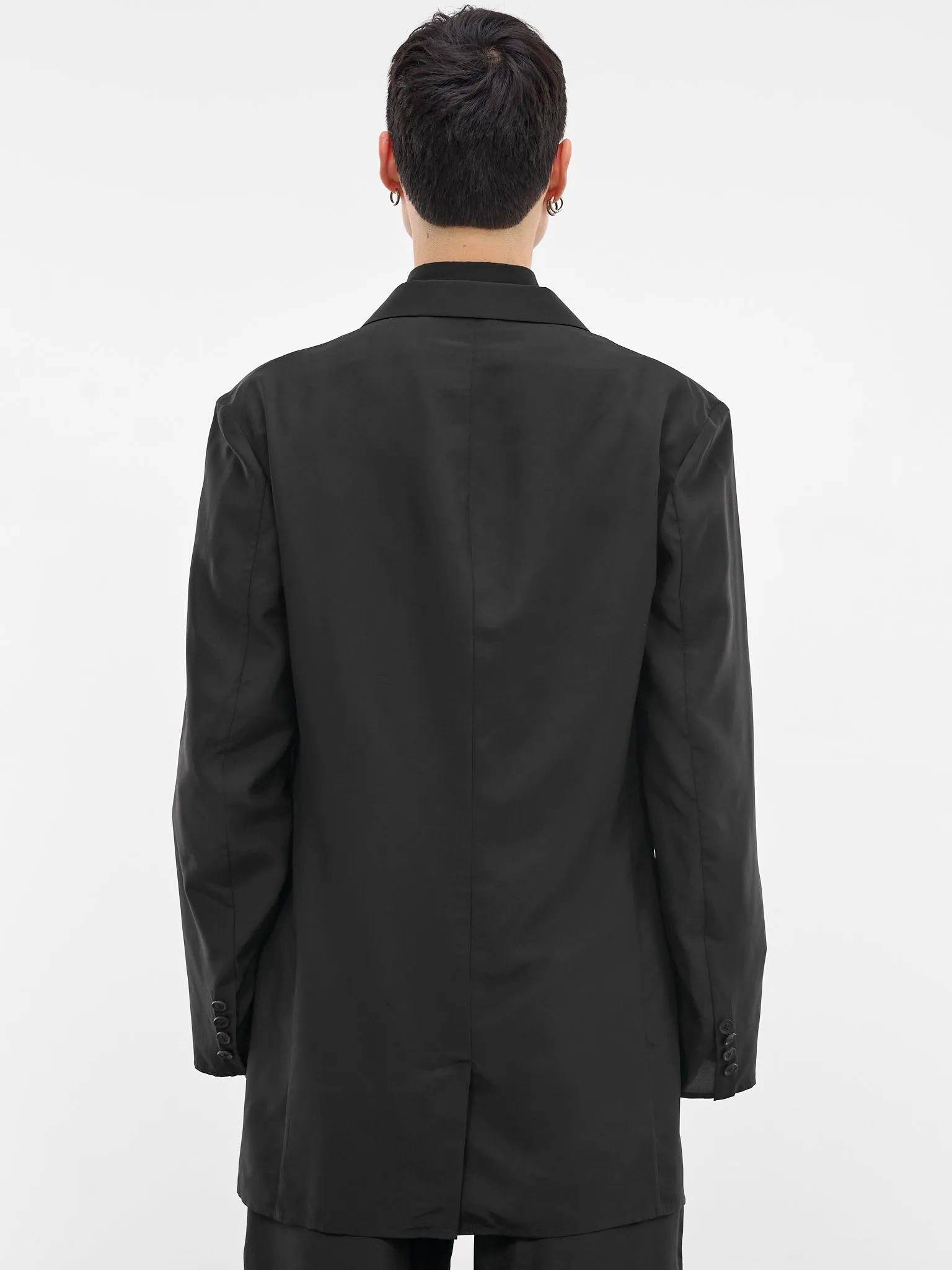Black Silk Relaxed Blazer (HK-J22-444-1-BLACK) sold by lorenzo product image thumbnail 3