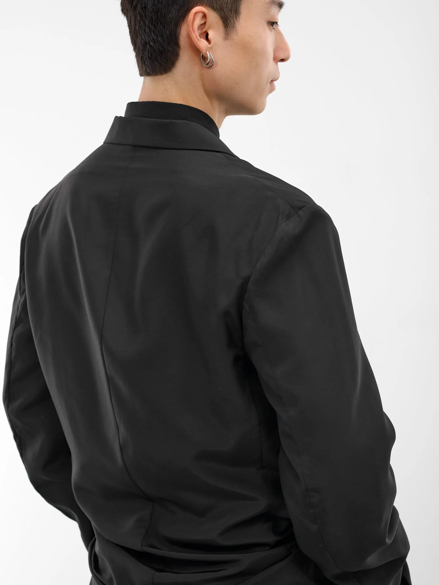 Black Silk Relaxed Blazer (HK-J22-444-1-BLACK) sold by lorenzo product image thumbnail 4
