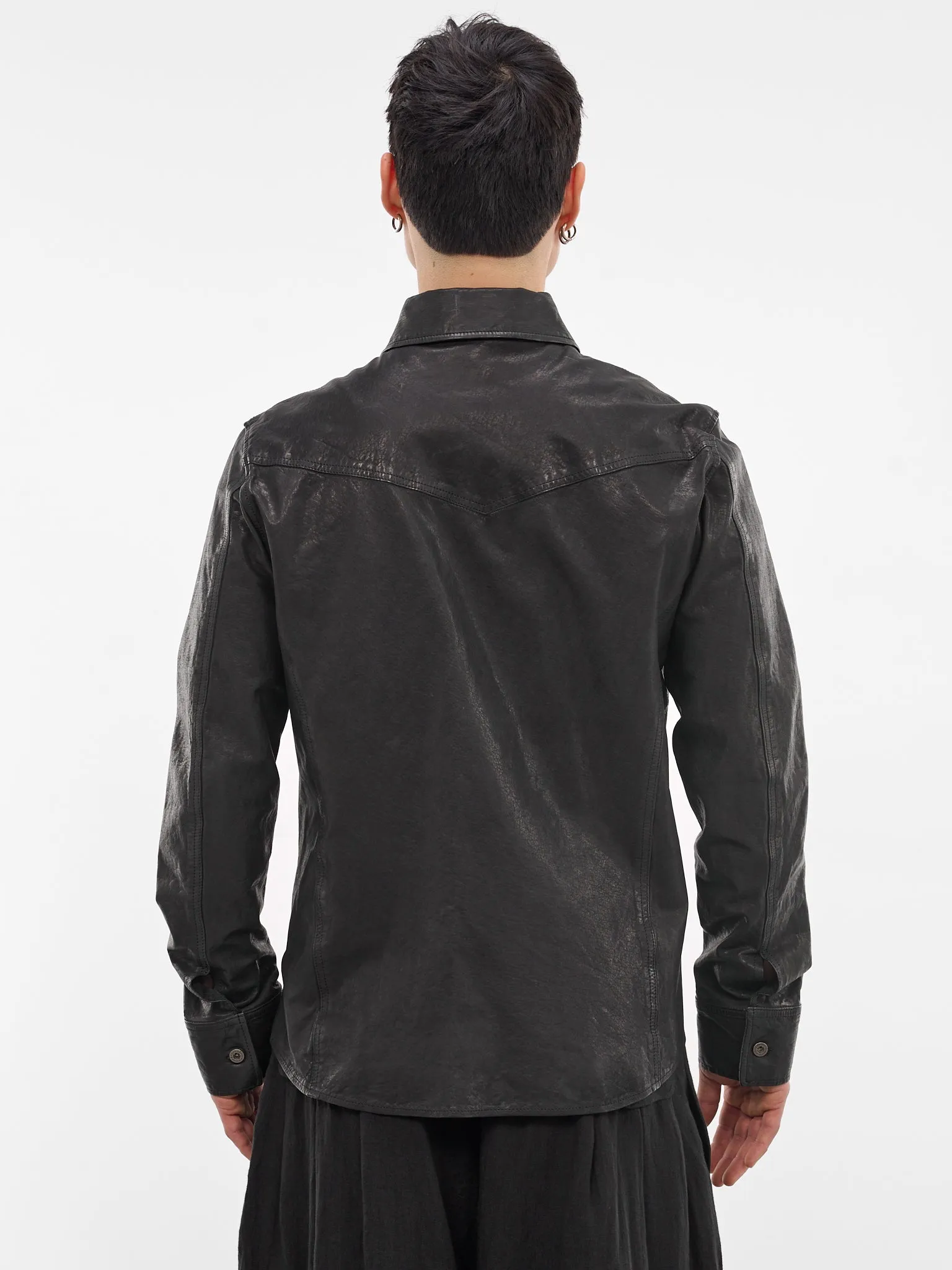 Black Leather Trucker Jacket (HK-B99-704-1-BLACK) sold by lorenzo product image thumbnail 3