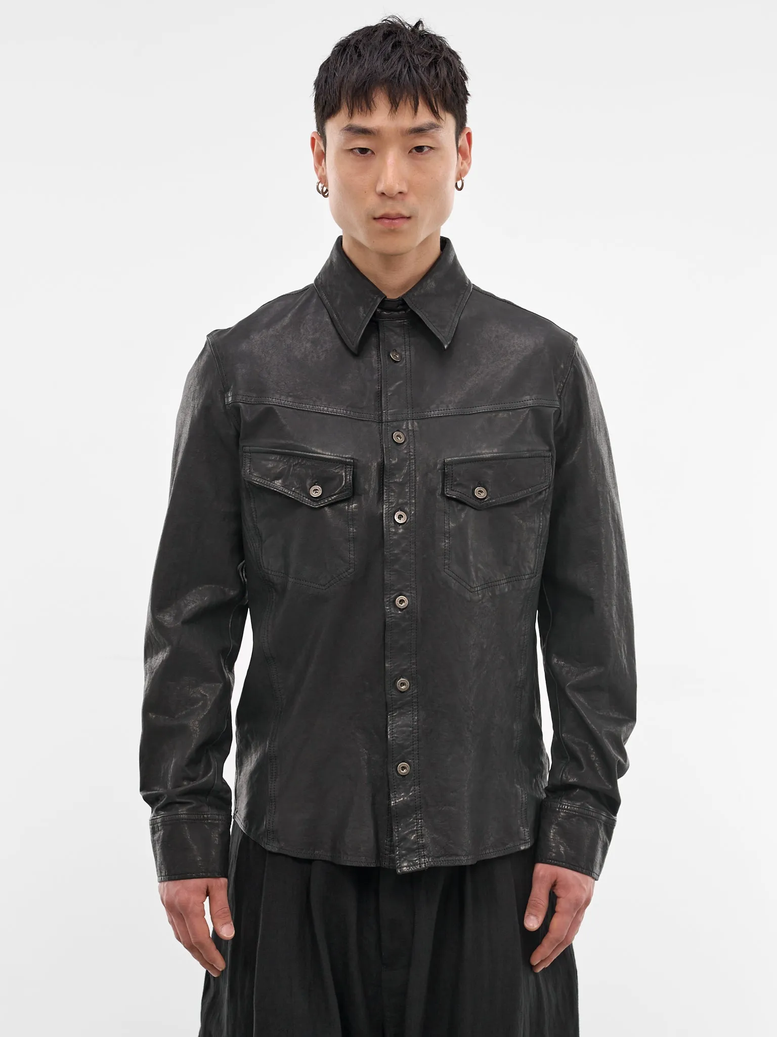 Black Leather Trucker Jacket (HK-B99-704-1-BLACK) sold by lorenzo
