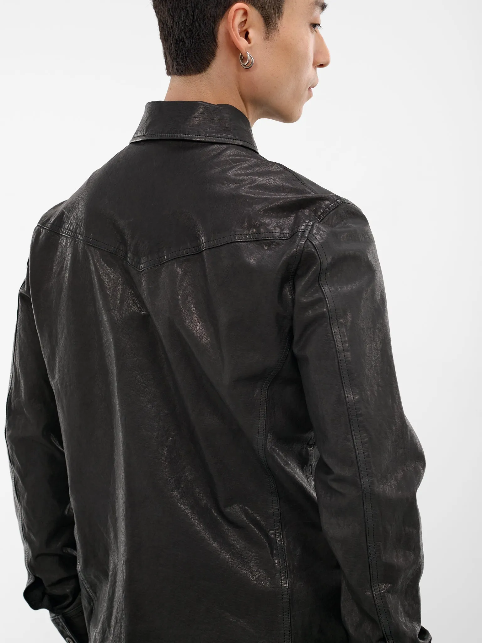 Black Leather Trucker Jacket (HK-B99-704-1-BLACK) sold by lorenzo product image thumbnail 5