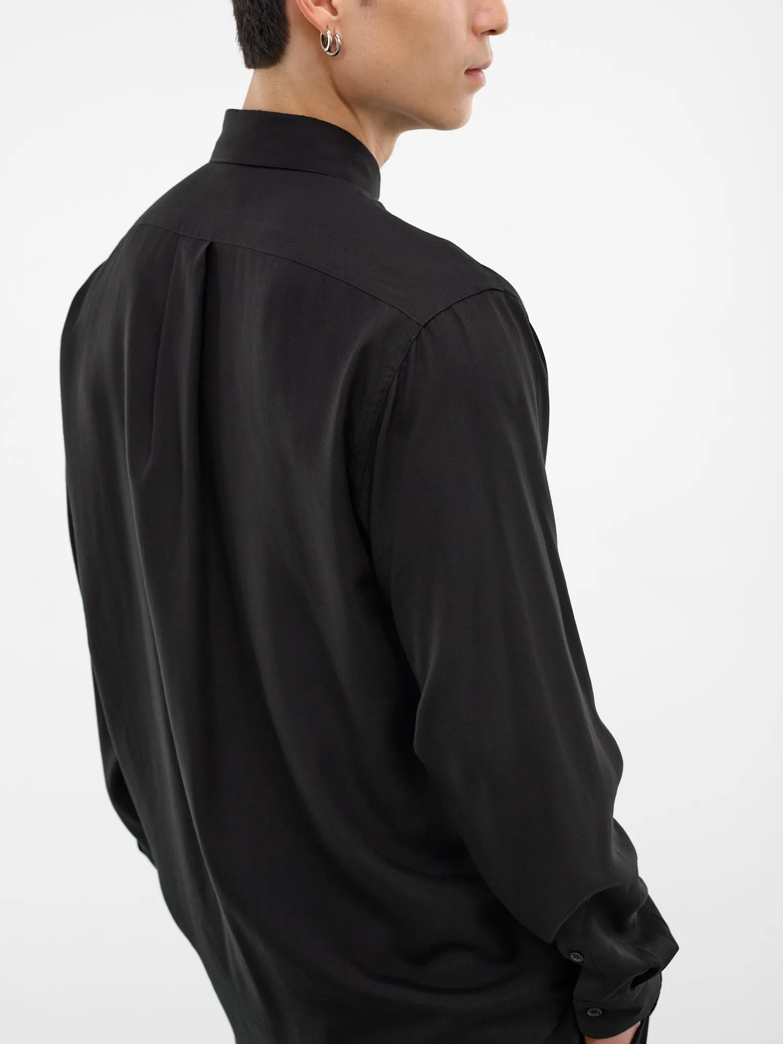 Black Classic Button-Up Shirt (HK-B83-250-2-BLACK) sold by lorenzo product image thumbnail 4