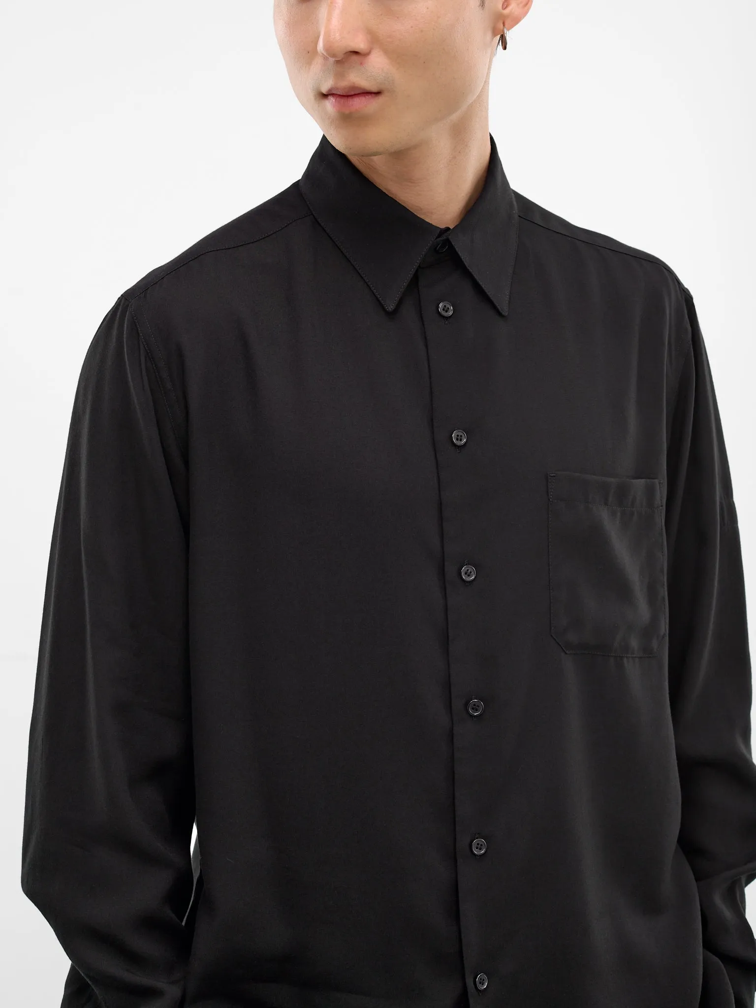 Black Classic Button-Up Shirt (HK-B83-250-2-BLACK) sold by lorenzo product image thumbnail 5