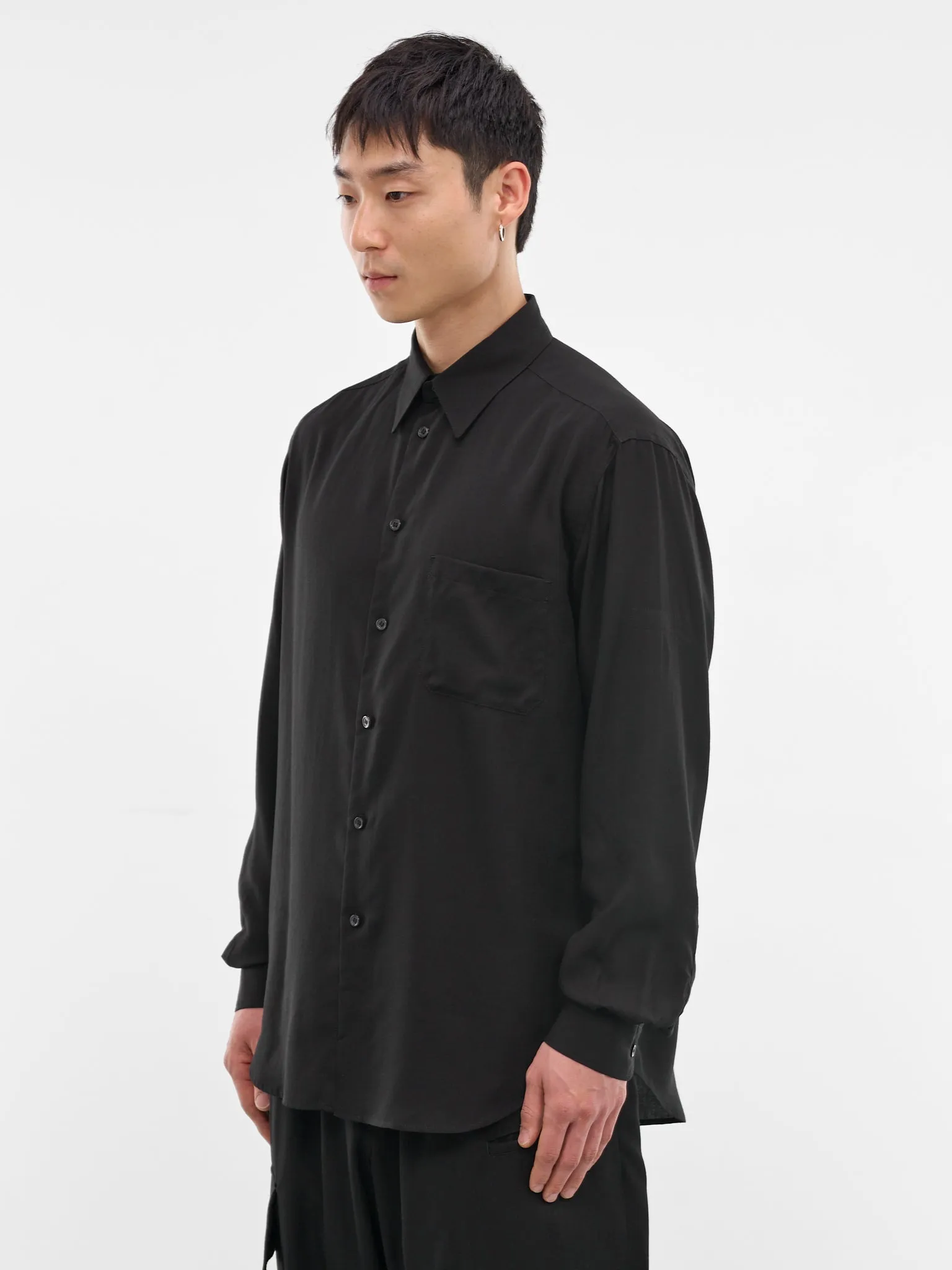 Black Classic Button-Up Shirt (HK-B83-250-2-BLACK) sold by lorenzo product image thumbnail 2