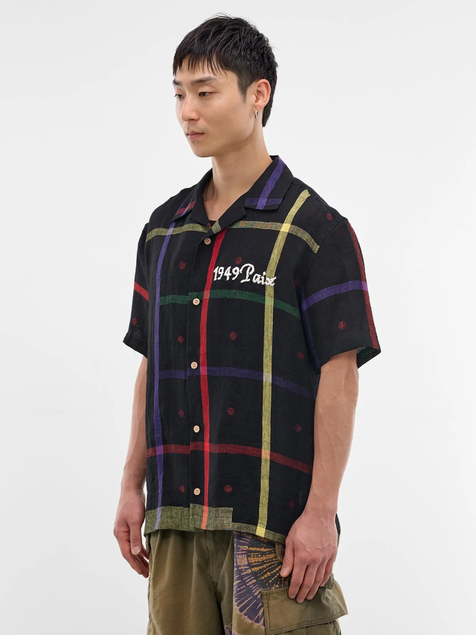 Black Linen Check Jamdani Shirt (26SS-B-08-BLACK) sold by lorenzo product image thumbnail 2