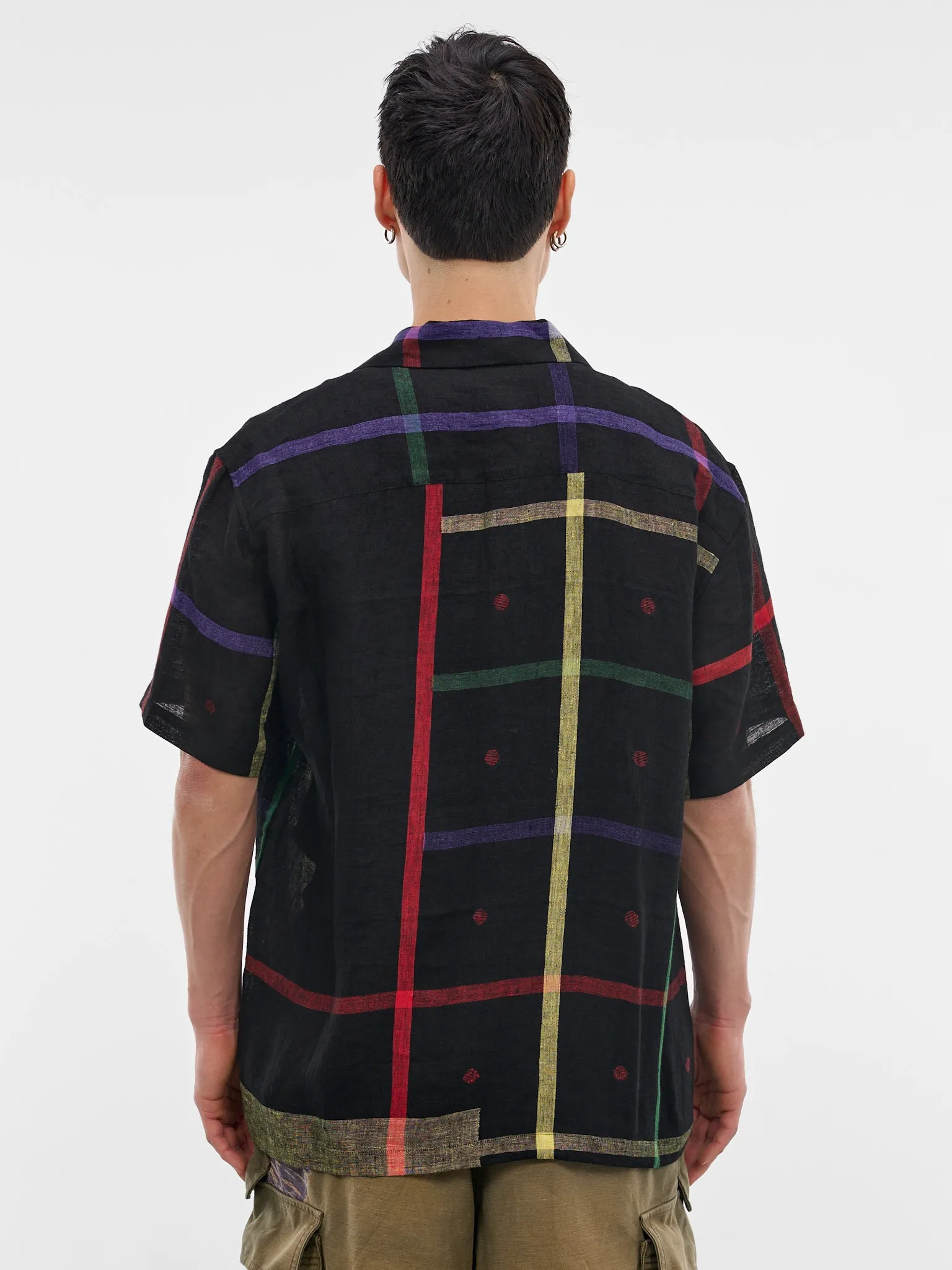 Black Linen Check Jamdani Shirt (26SS-B-08-BLACK) sold by lorenzo product image thumbnail 3