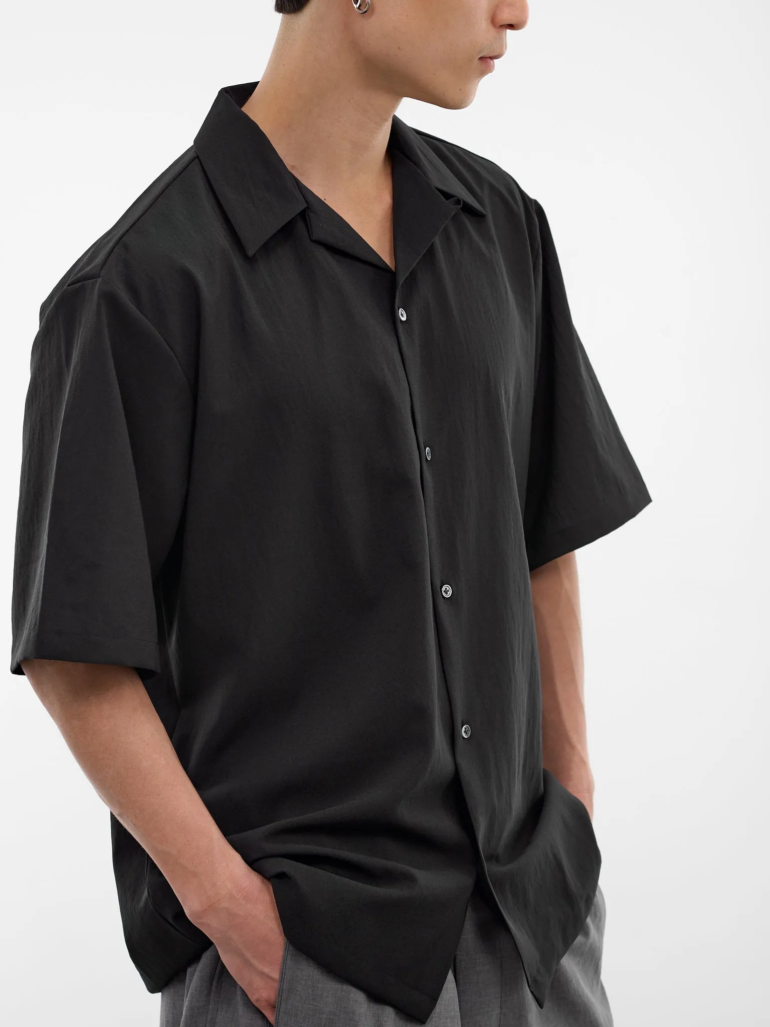 Black Boxy Camp Shirt (RM261-039-BLACK) sold by lorenzo product image thumbnail 4
