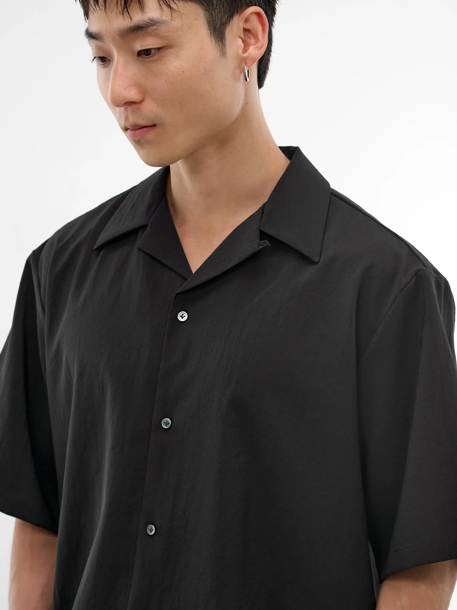 Black Boxy Camp Shirt (RM261-039-BLACK) sold by lorenzo product image thumbnail 5