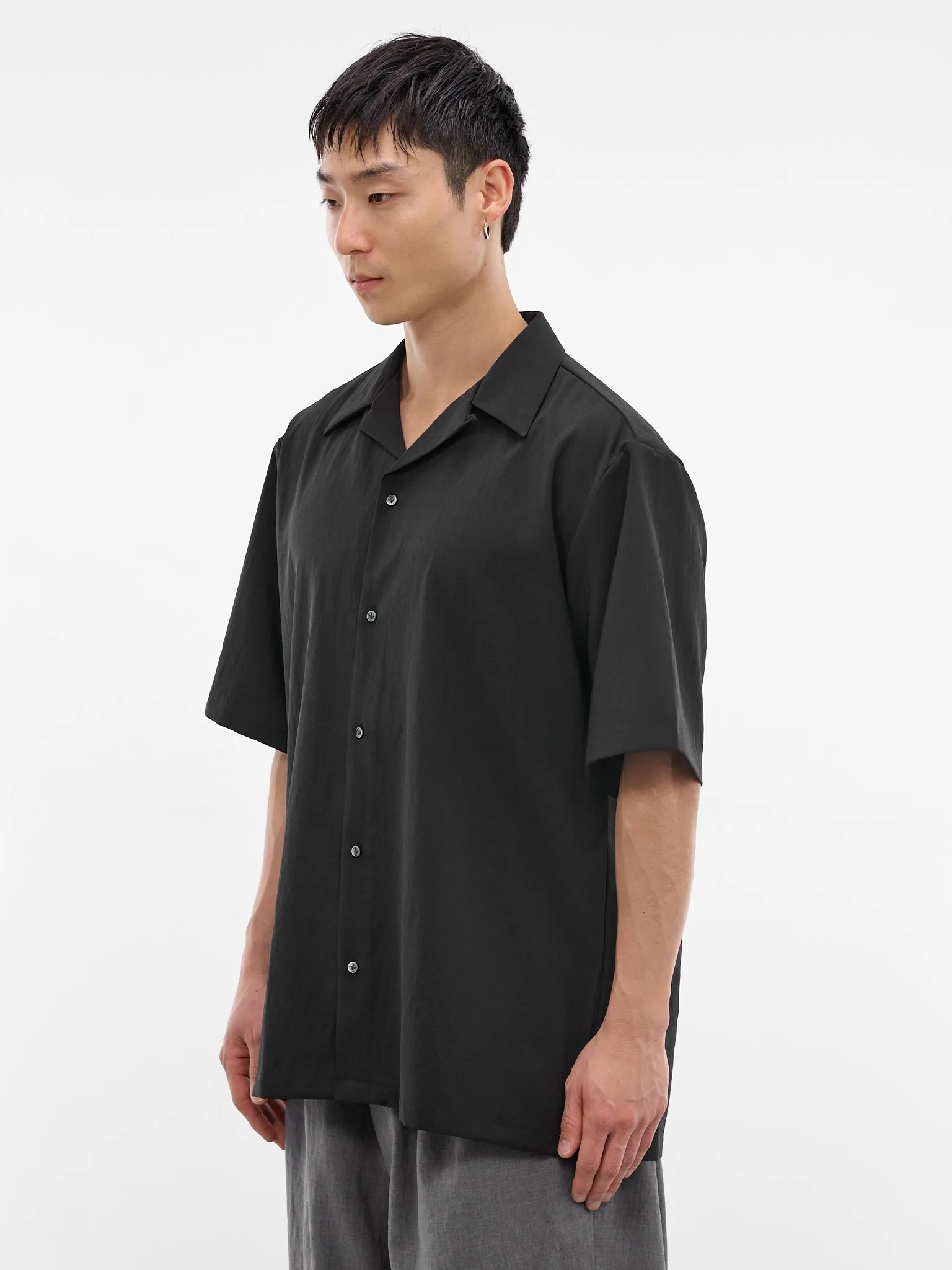 Black Boxy Camp Shirt (RM261-039-BLACK) sold by lorenzo product image thumbnail 2