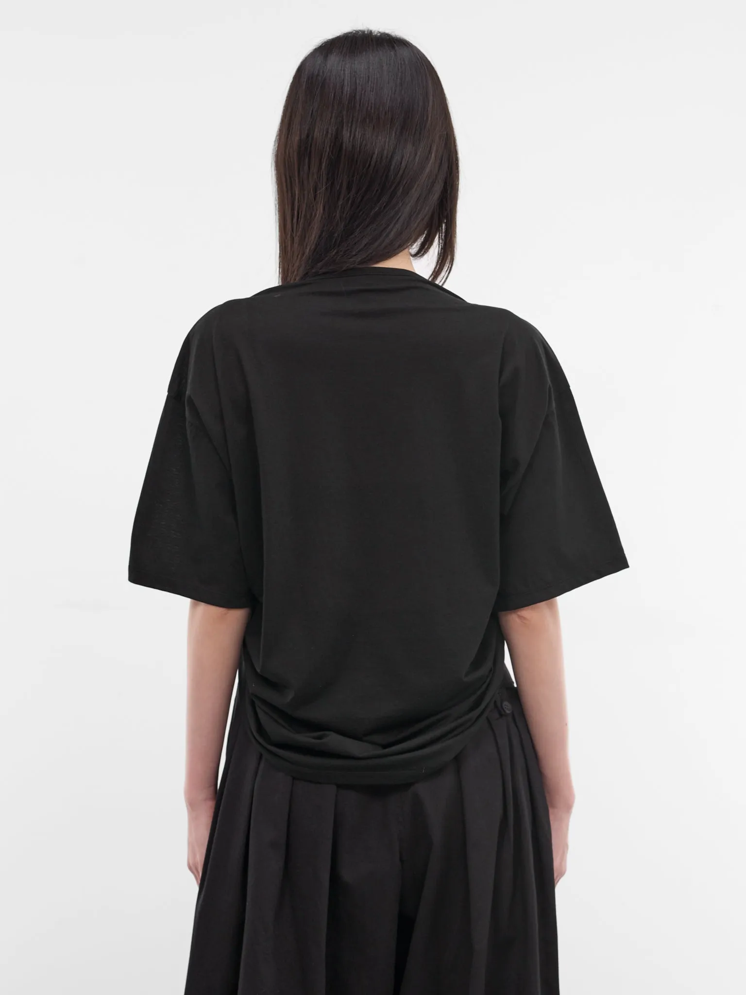 Black Gathered Front Crop Tee (FK-T33-078-1-BLACK) sold by lorenzo product image thumbnail 3