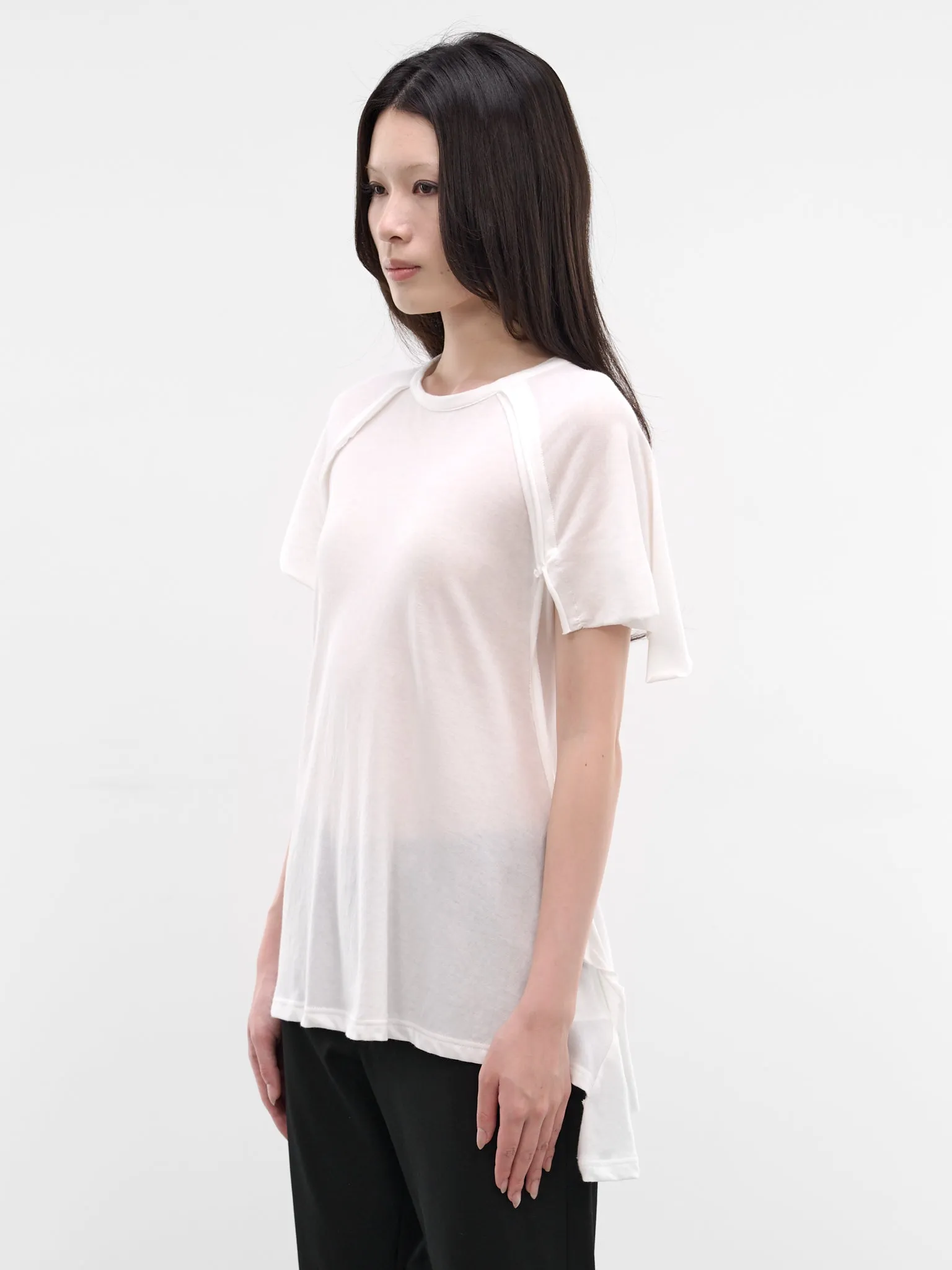 White Deconstructed Draping Tee (FK-T28-076-1-OFF-WHITE) sold by lorenzo product image thumbnail 2