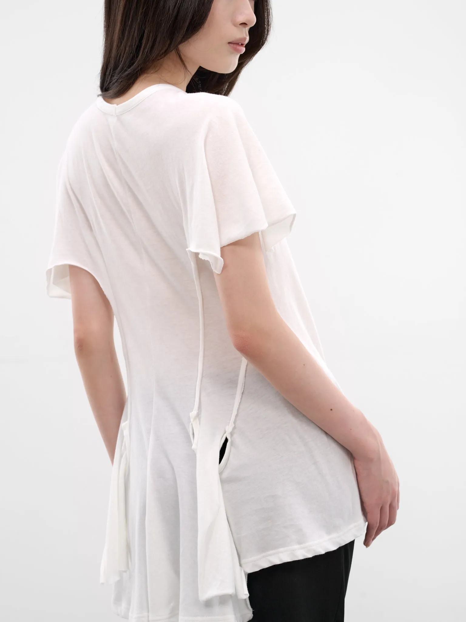 White Deconstructed Draping Tee (FK-T28-076-1-OFF-WHITE) sold by lorenzo product image thumbnail 5