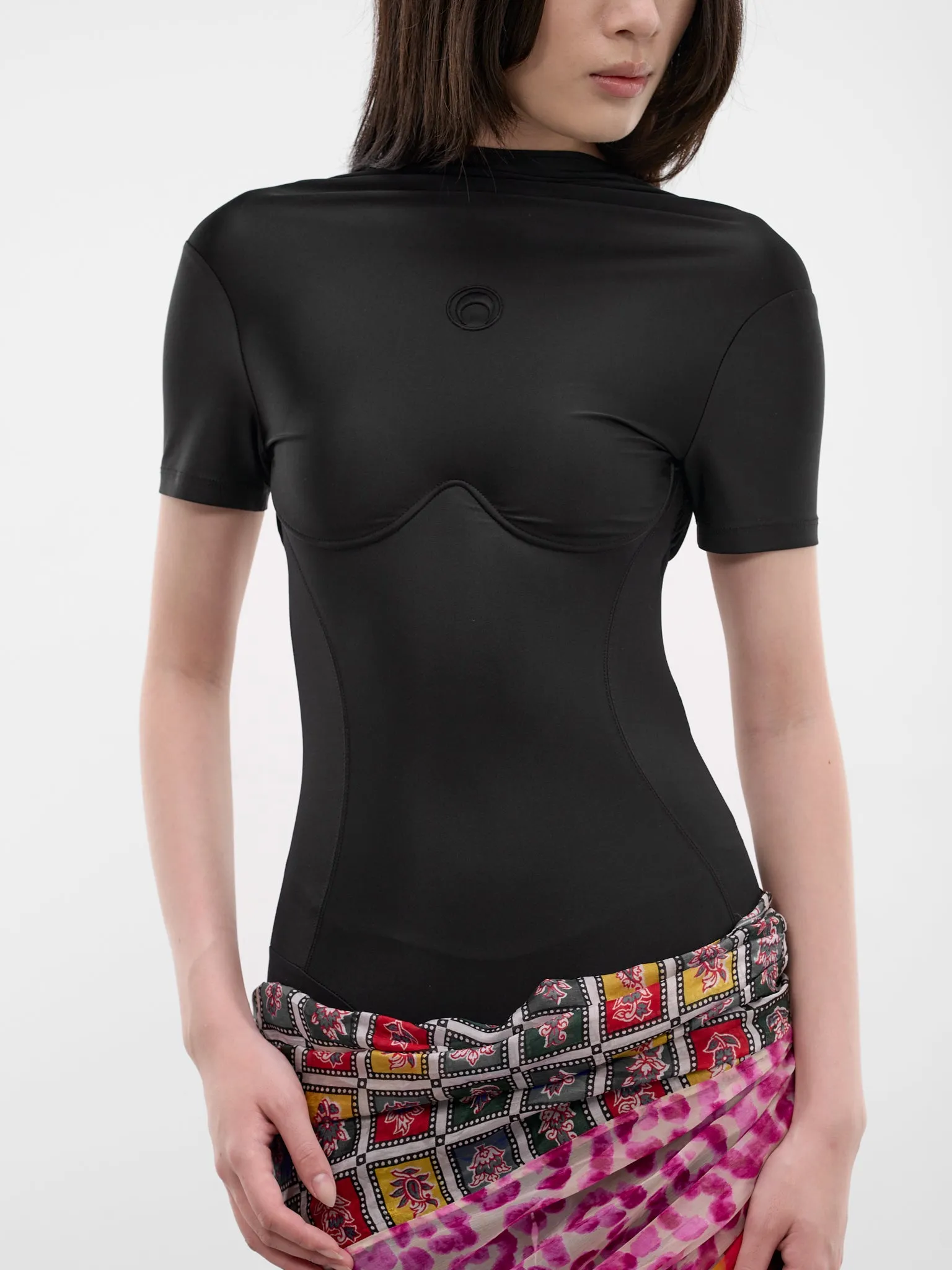 Jersey & Silk Scarves Mini Dress (WDR457ACJER0022-BLACK) sold by lorenzo product image thumbnail 4