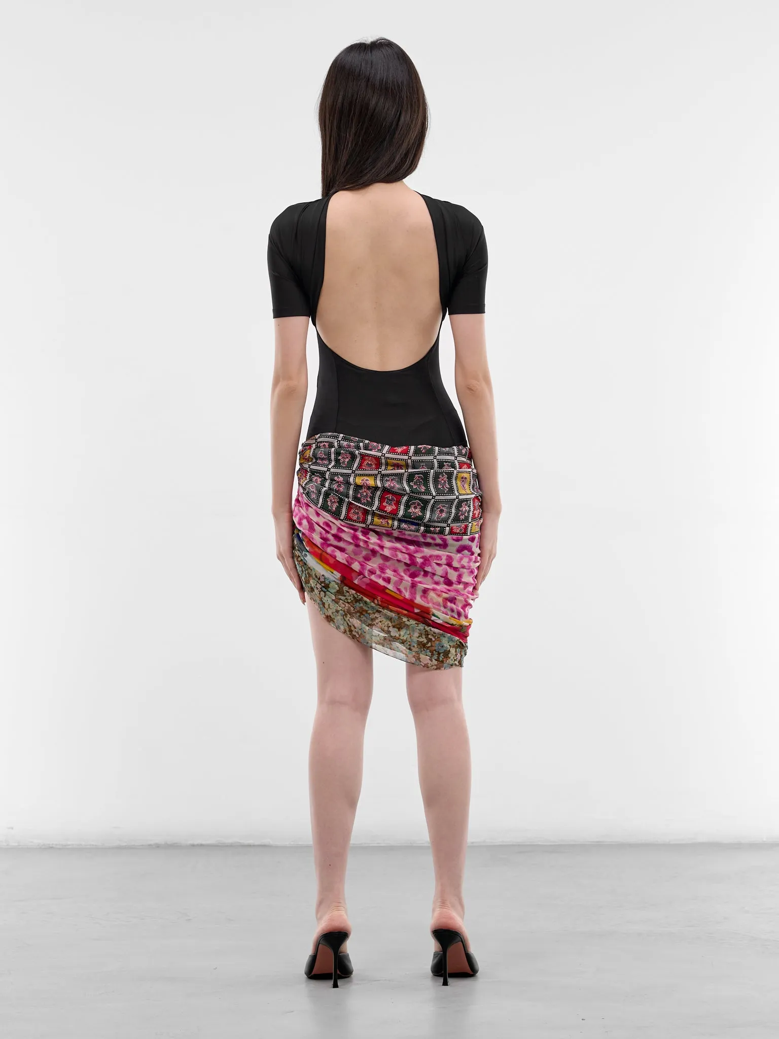 Jersey & Silk Scarves Mini Dress (WDR457ACJER0022-BLACK) sold by lorenzo product image thumbnail 3