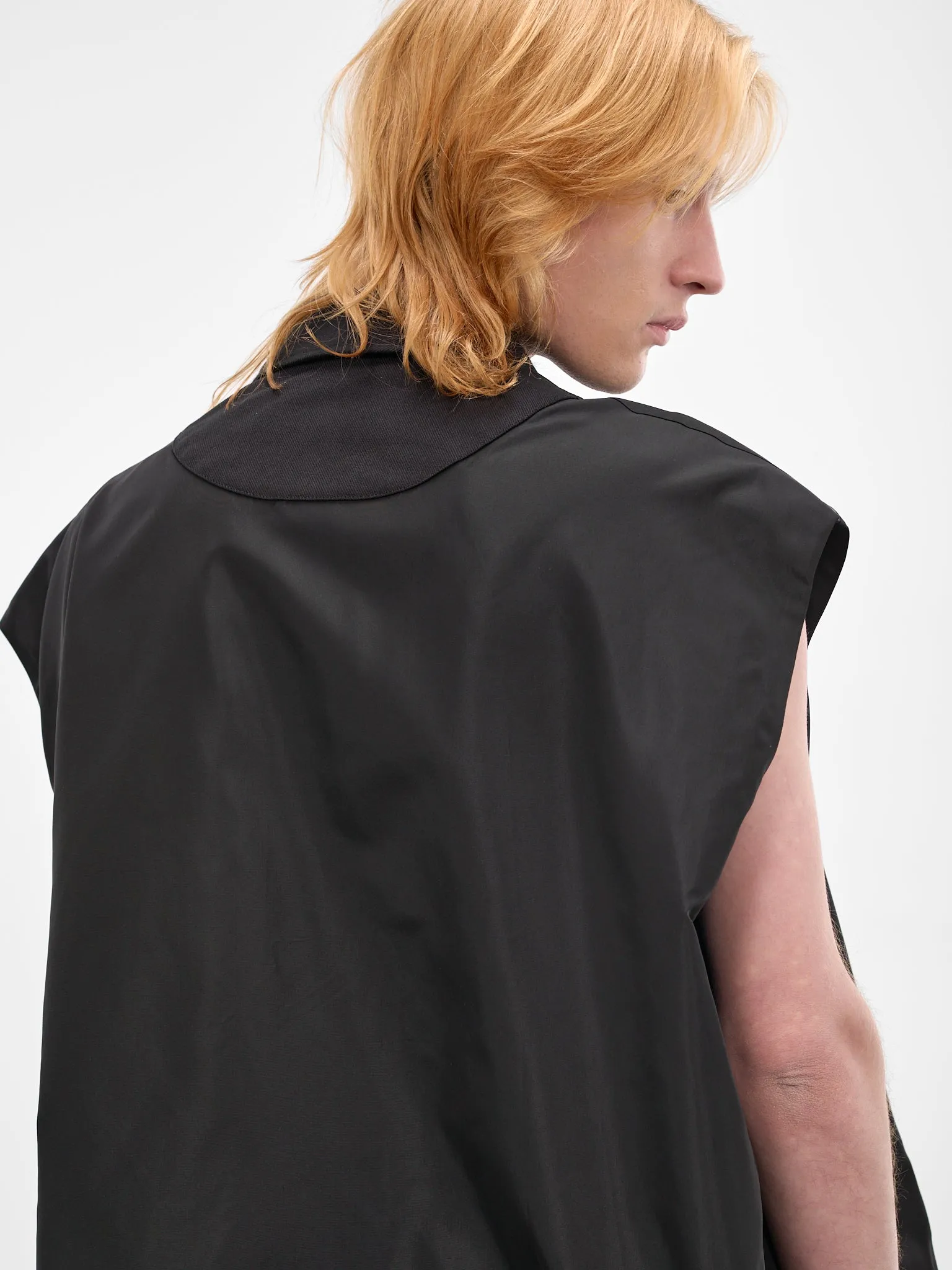 Black Pressed Rosette Sleeveless Shirt (5403R1-0469-BLACK-BLACK) sold by lorenzo product image thumbnail 5