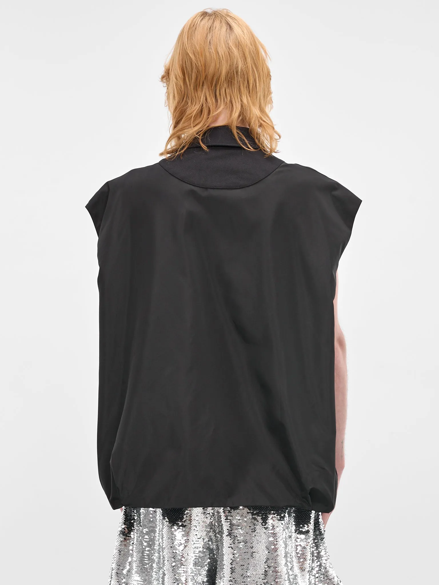 Black Pressed Rosette Sleeveless Shirt (5403R1-0469-BLACK-BLACK) sold by lorenzo product image thumbnail 3