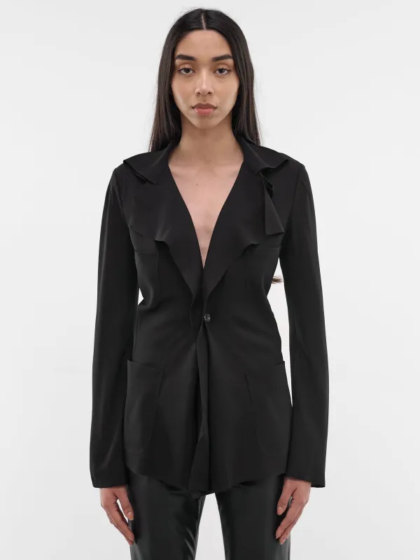 Black Draped Collar Tailored Jacket (JQ-J012-S26-1-BLACK) made by Junya Watanabe