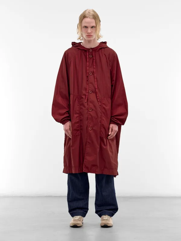 Red Oversized Nylon Liege Parka (26HM245-VIN) made by Casey Casey