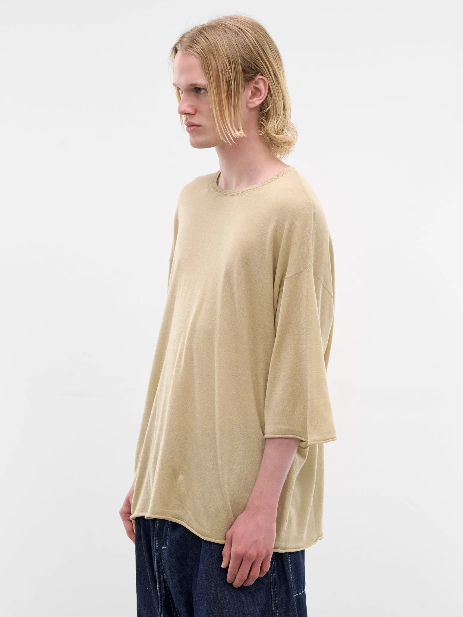 Beige Light Cotton-Silk Tee (26HK044-PISTACHIO) sold by lorenzo product image thumbnail 2