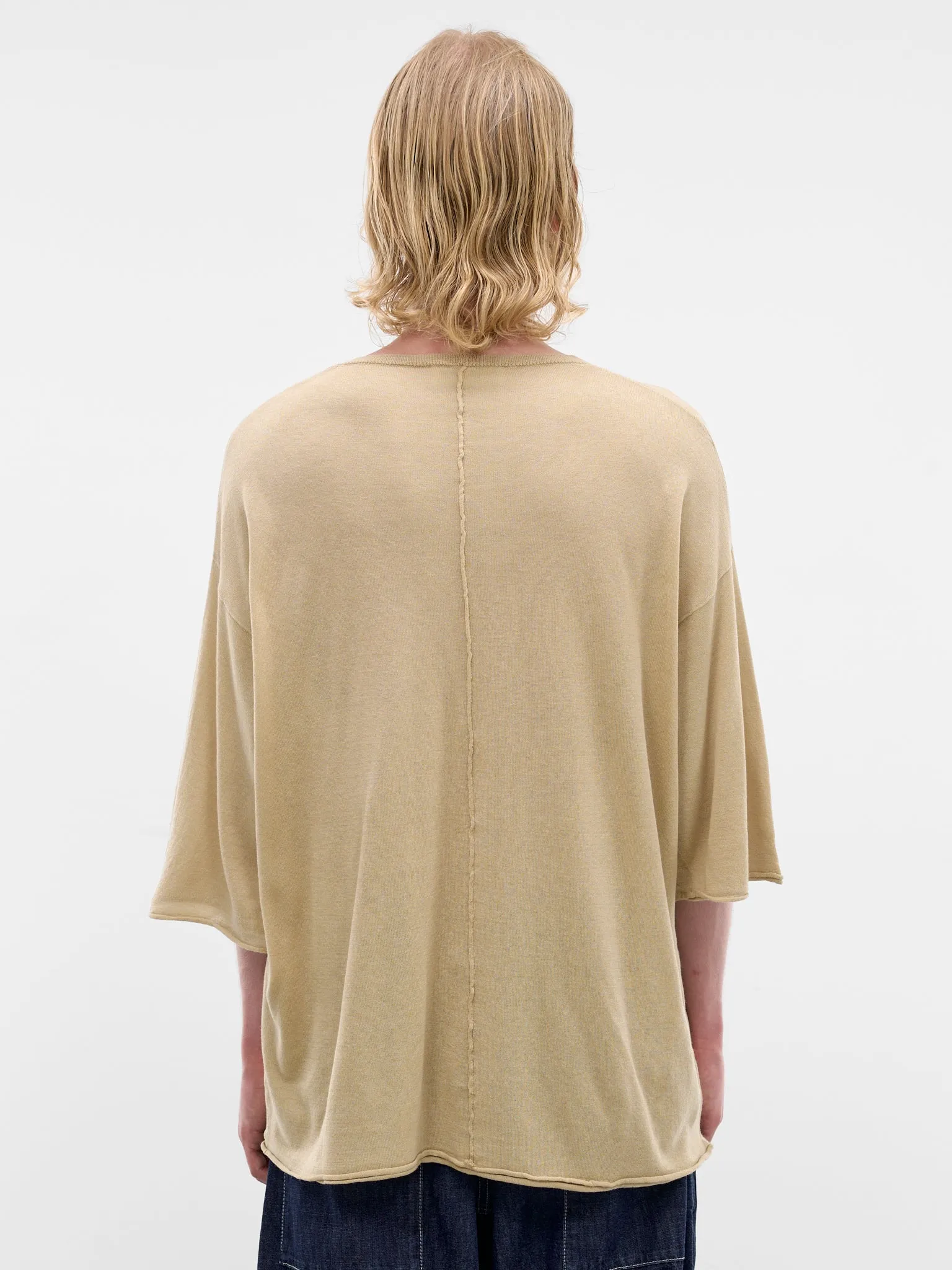 Beige Light Cotton-Silk Tee (26HK044-PISTACHIO) sold by lorenzo product image thumbnail 3