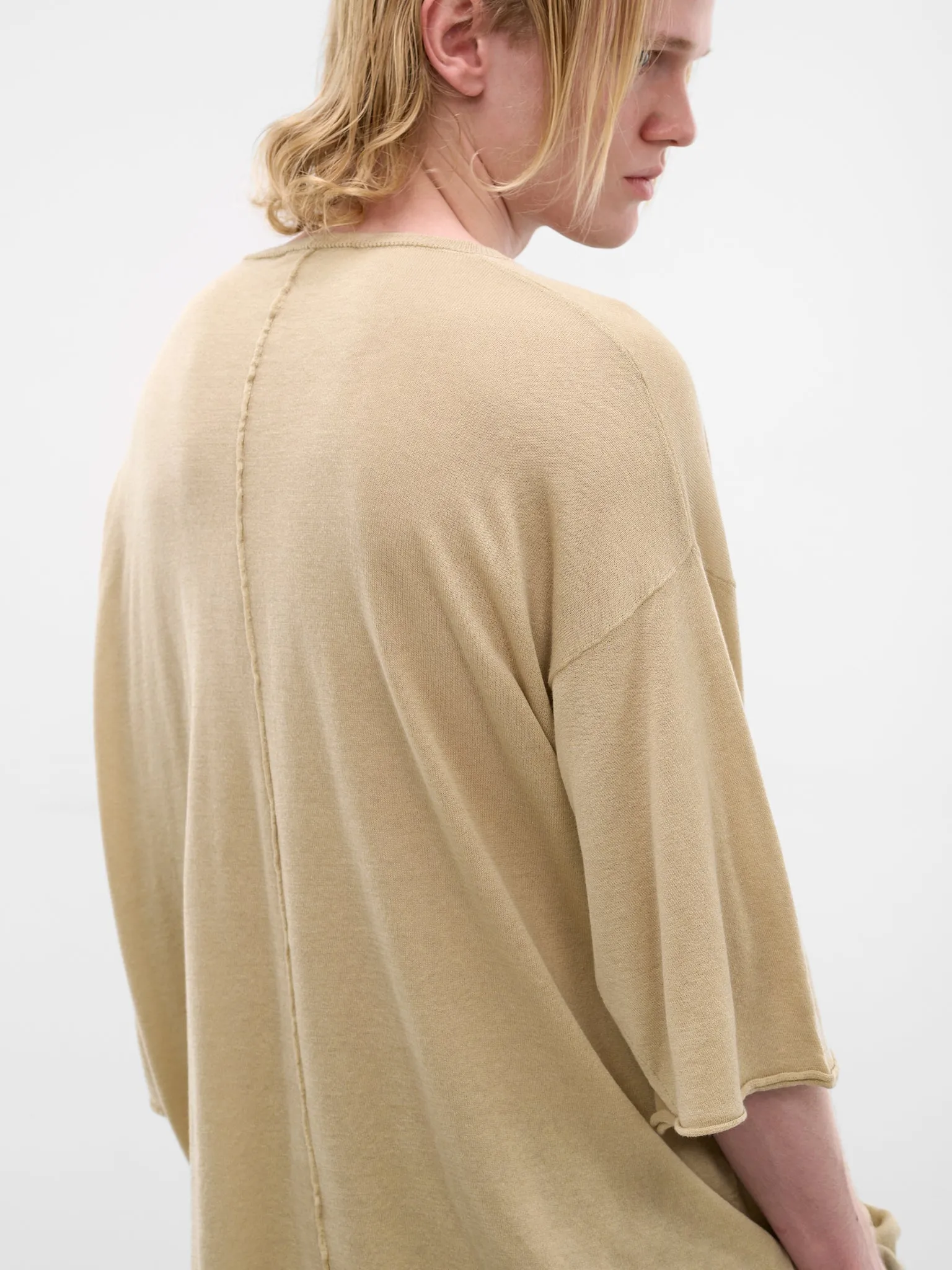 Beige Light Cotton-Silk Tee (26HK044-PISTACHIO) sold by lorenzo product image thumbnail 4