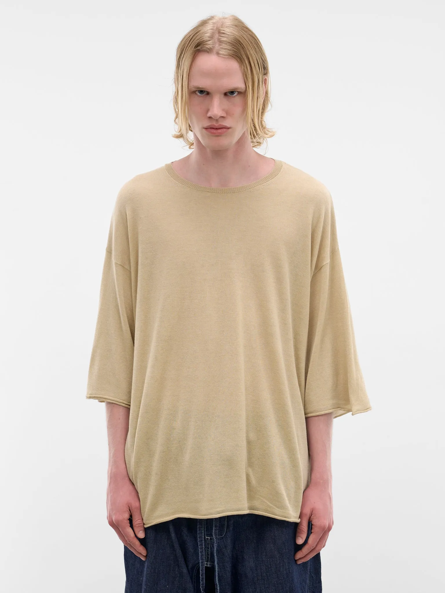 Beige Light Cotton-Silk Tee (26HK044-PISTACHIO) sold by lorenzo