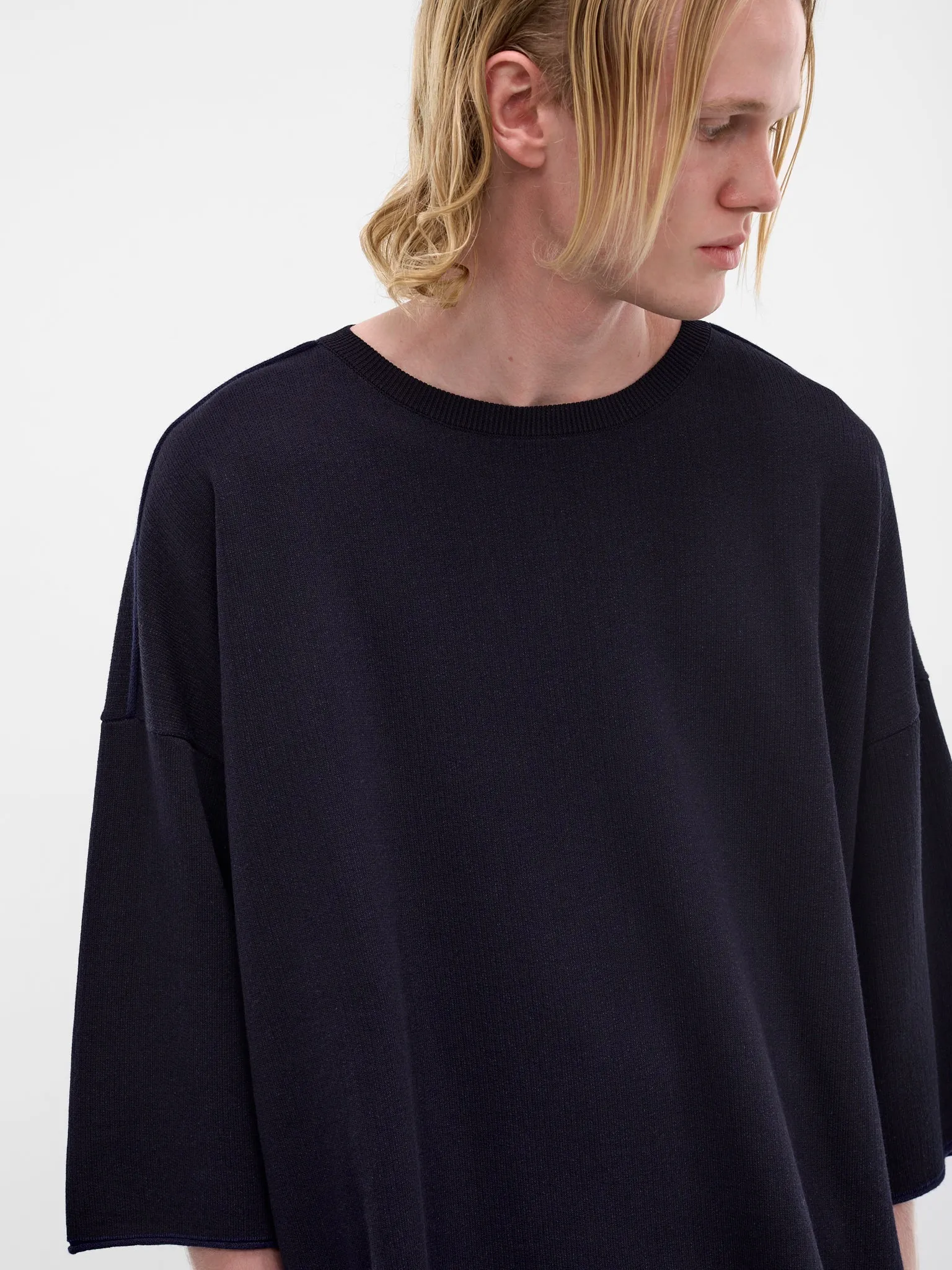 Navy Softy Cotton-Wool Tee (26HK042-NAVY) sold by lorenzo product image thumbnail 5