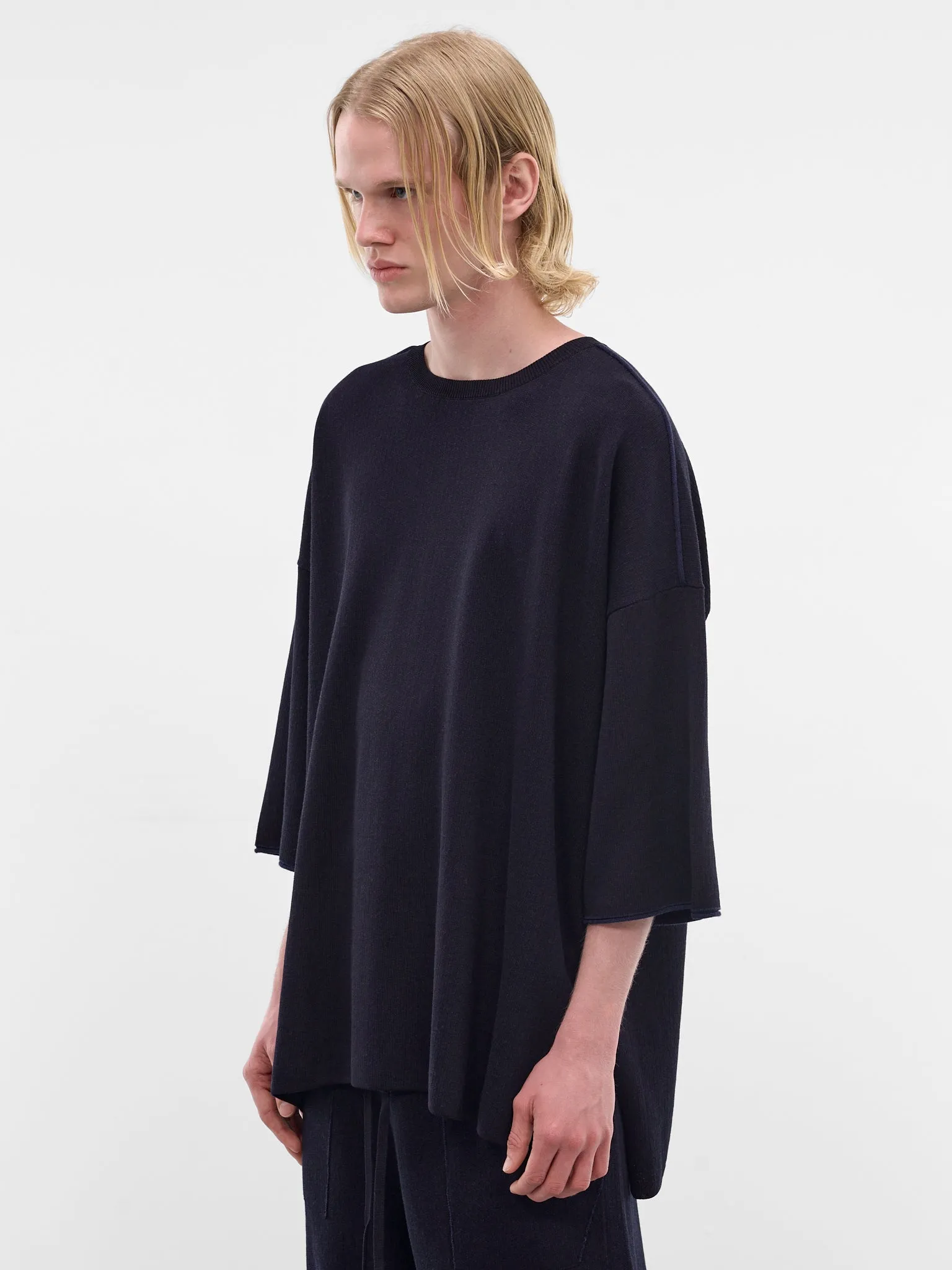 Navy Softy Cotton-Wool Tee (26HK042-NAVY) sold by lorenzo product image thumbnail 2