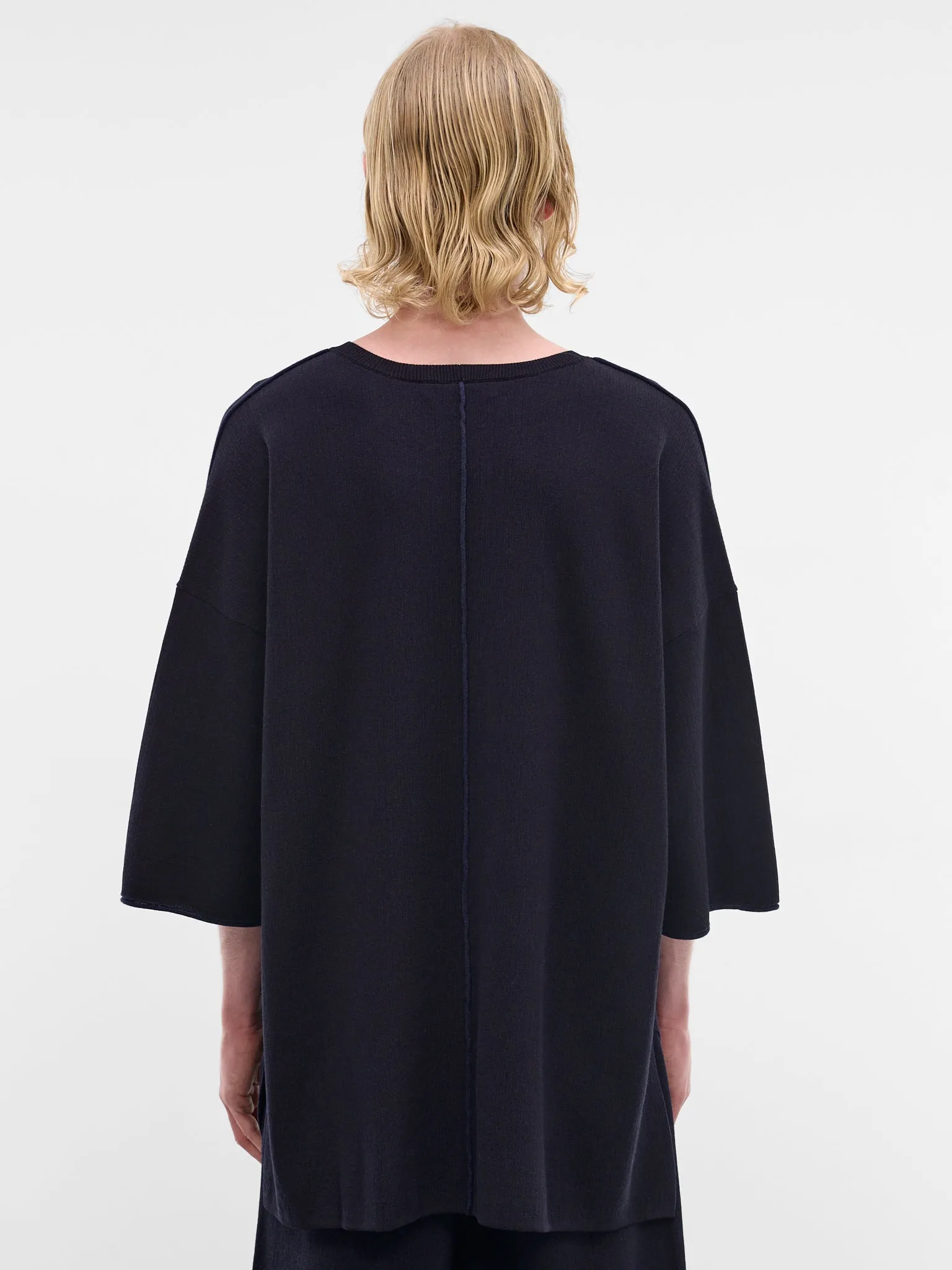 Navy Softy Cotton-Wool Tee (26HK042-NAVY) sold by lorenzo product image thumbnail 3