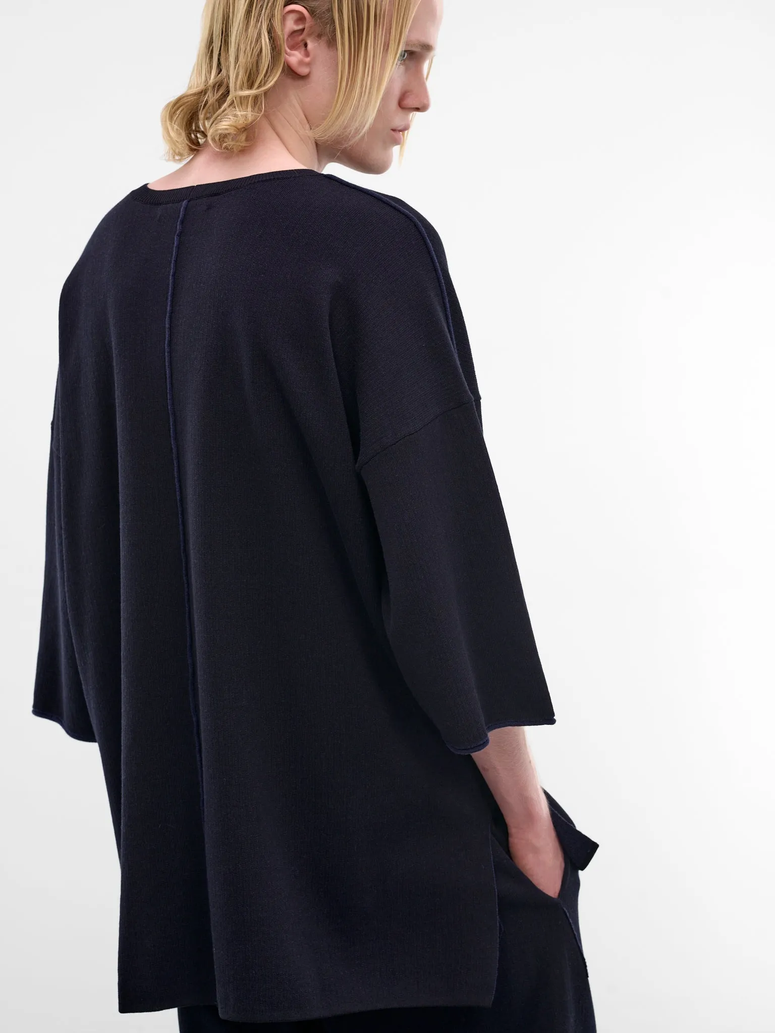 Navy Softy Cotton-Wool Tee (26HK042-NAVY) sold by lorenzo product image thumbnail 4