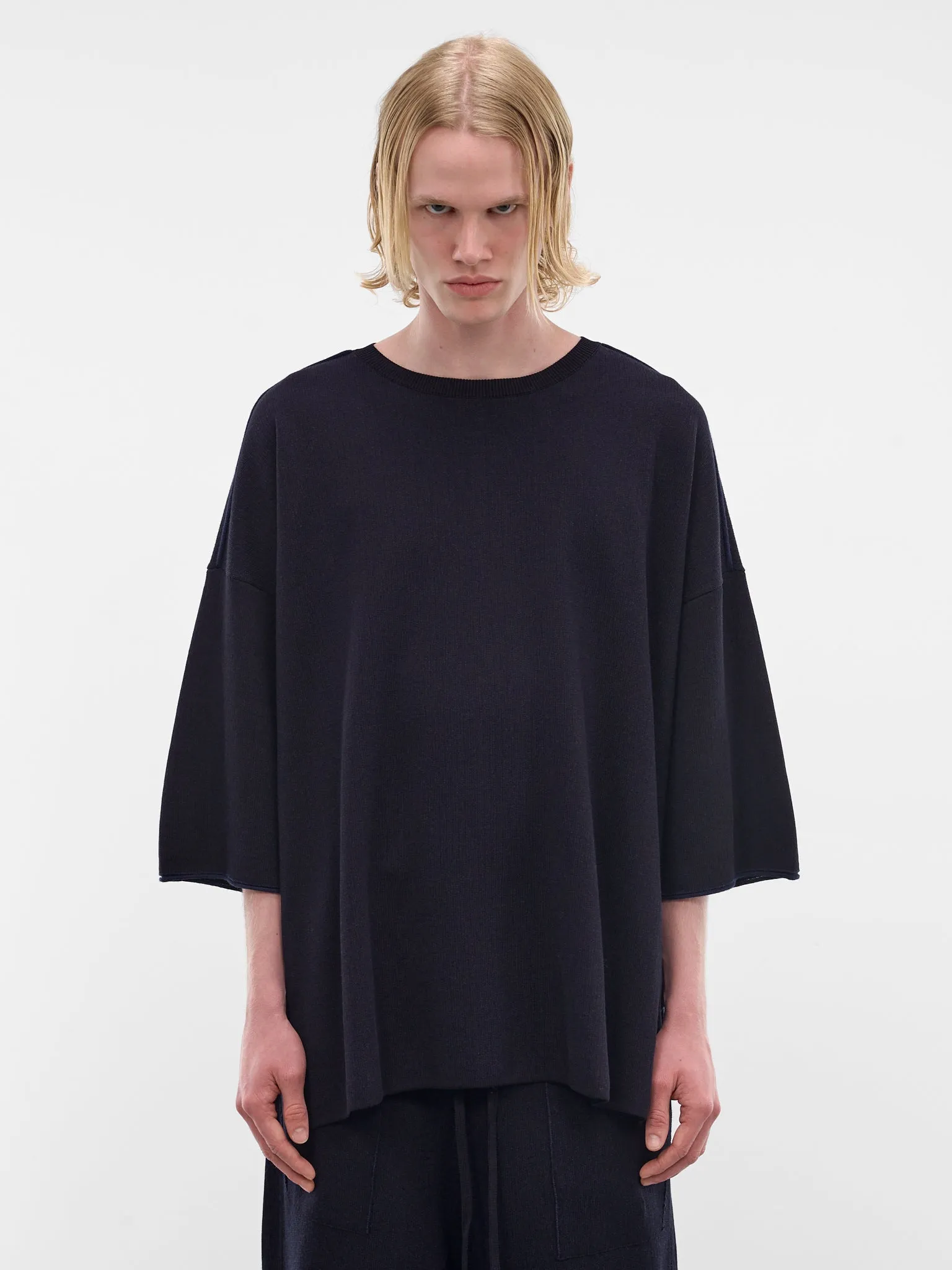 Navy Softy Cotton-Wool Tee (26HK042-NAVY) sold by lorenzo