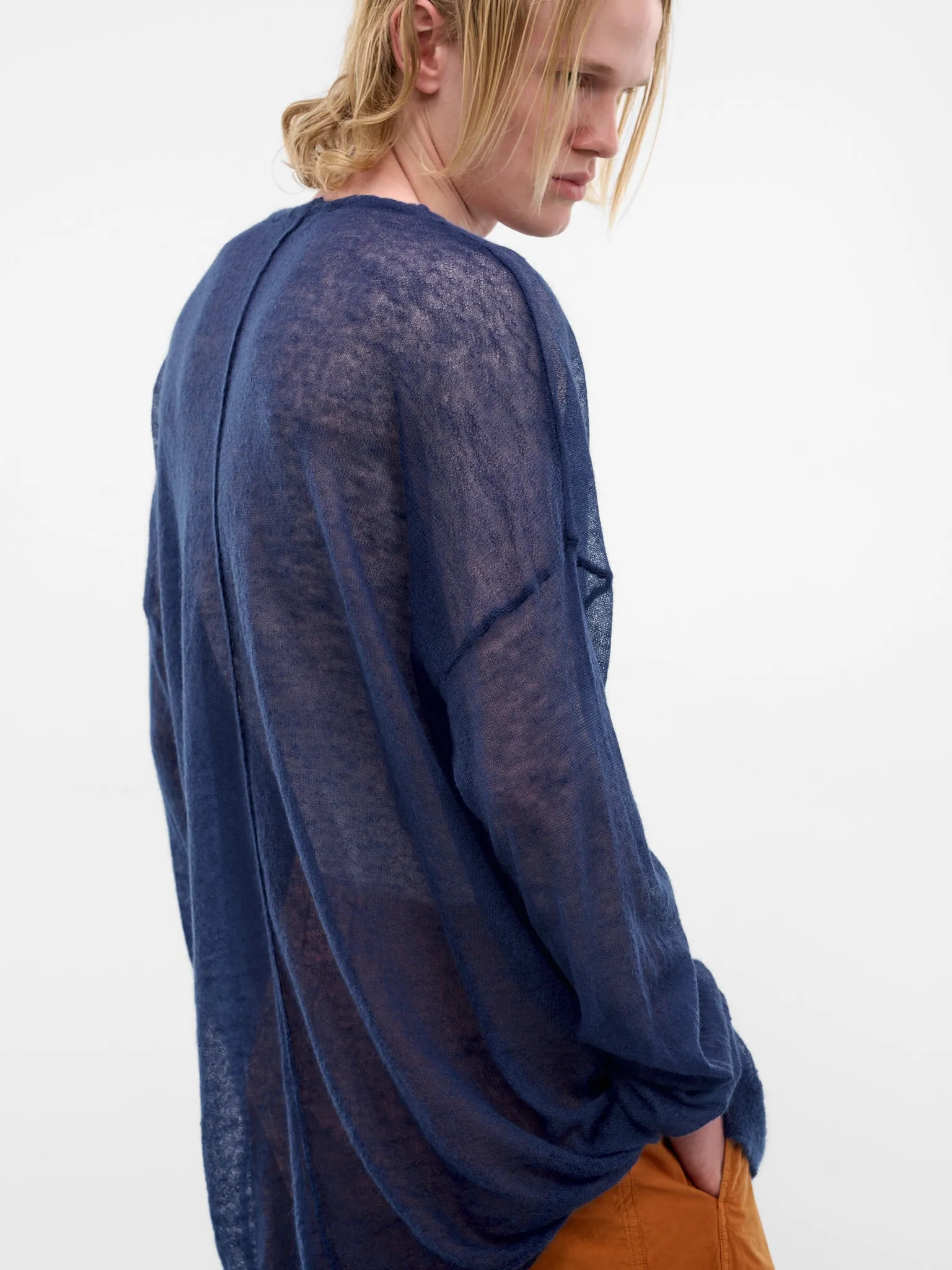 Blue Mohair Voile Sheer Sweater (26HK040-BLUE) sold by lorenzo product image thumbnail 5